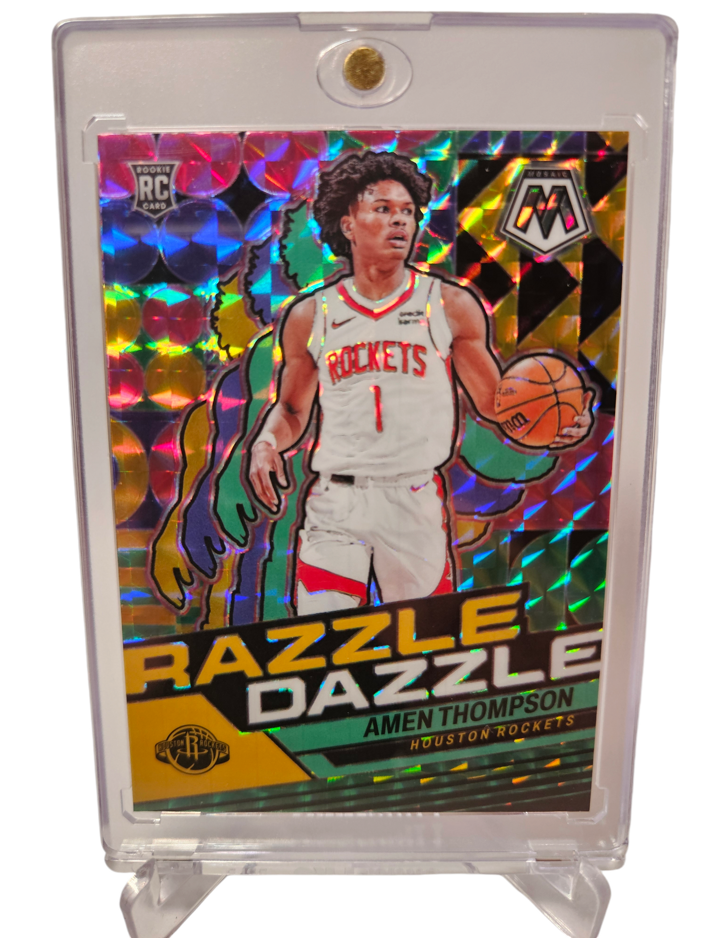 2023-24 Panini Mosaic #13 Amen Thompson Rookie Card Razzle Dazzle SP