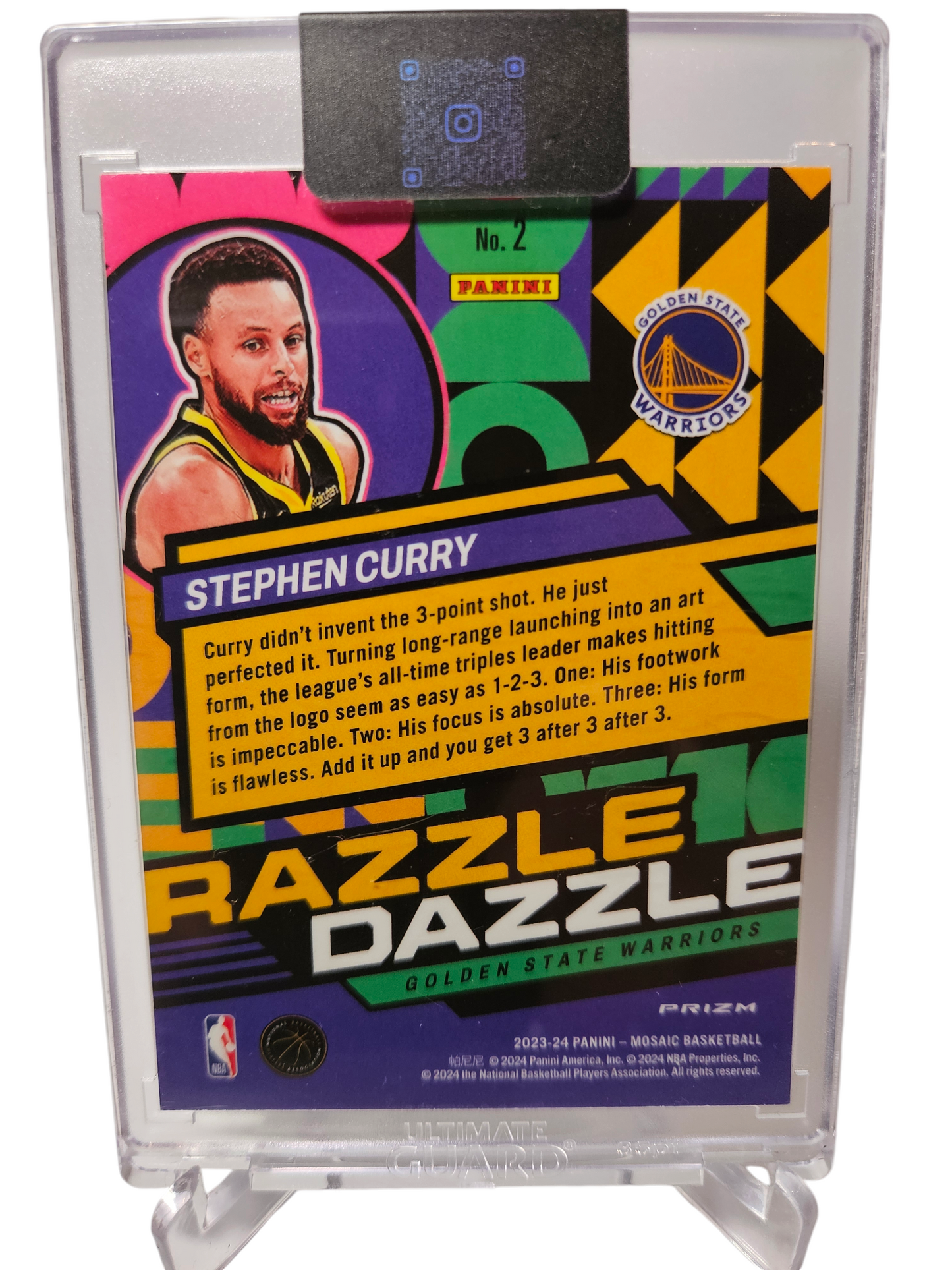 2023-24 Panini Mosaic #2 Stephen Curry Razzle Dazzle Mosaic Prizm SP