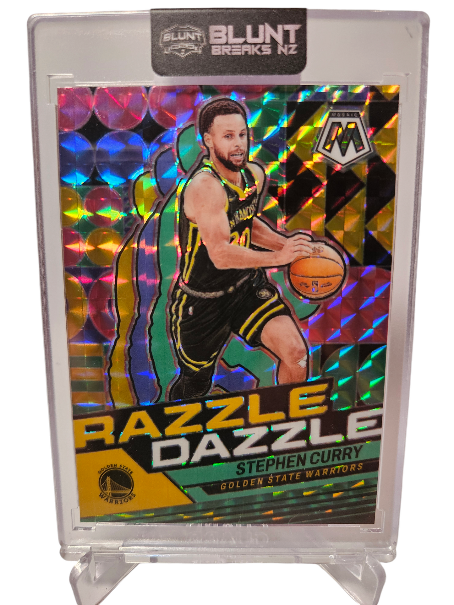 2023-24 Panini Mosaic #2 Stephen Curry Razzle Dazzle Mosaic Prizm SP