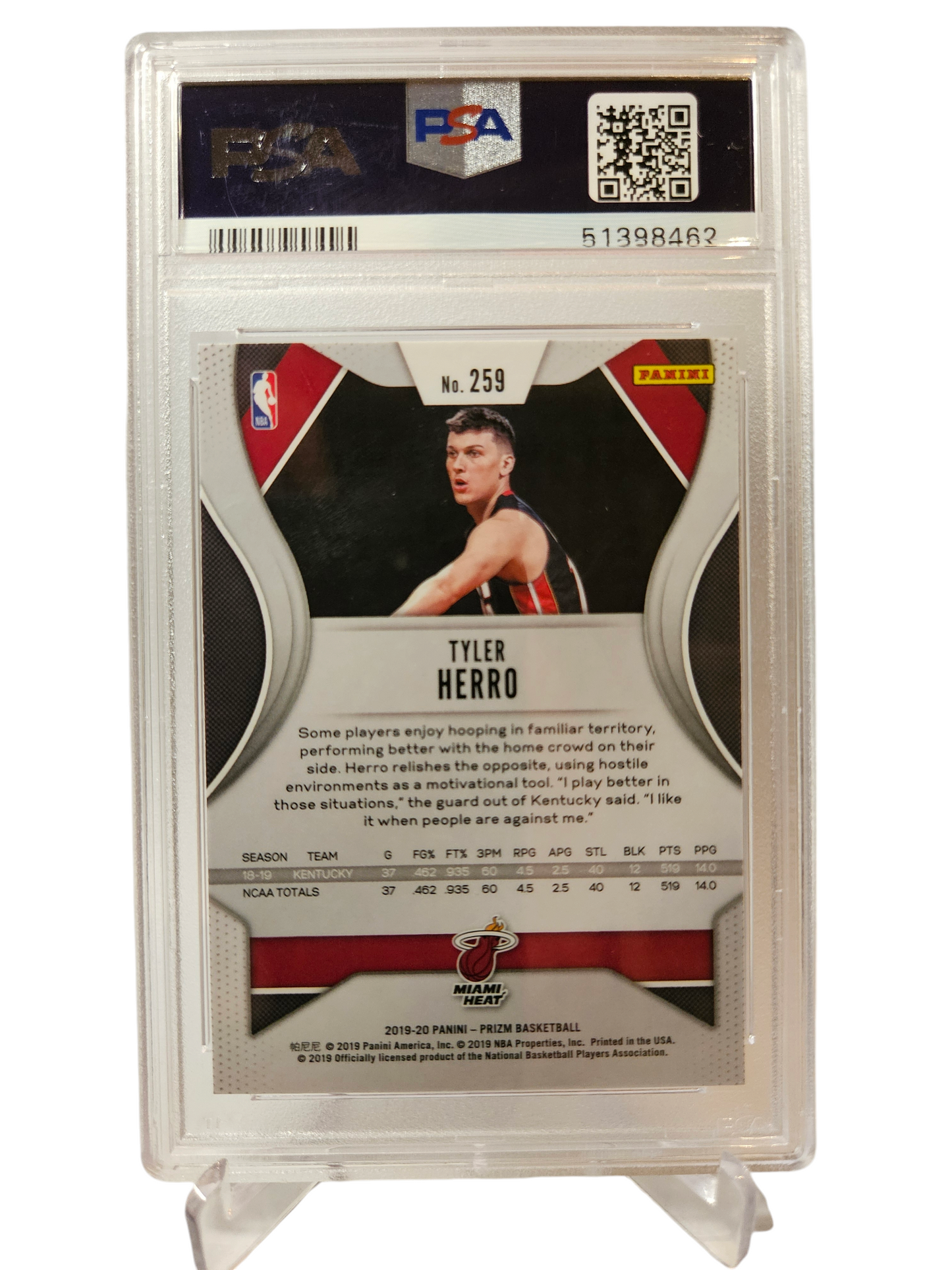 2019 Panini Prizm #259 Tyler Herro Rookie Card PSA9 Mint