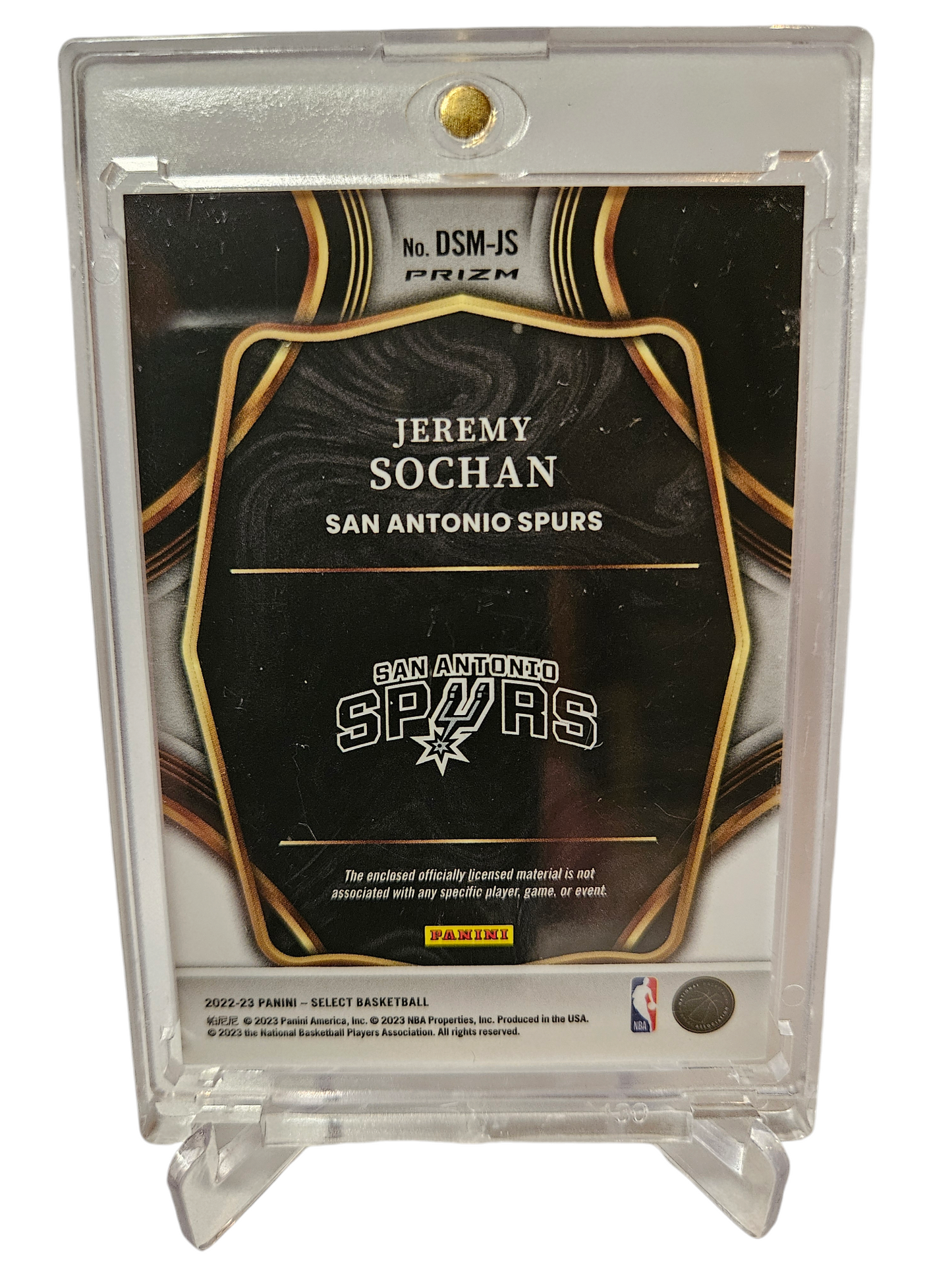 2022-23 Panini Select #DSM-JS Jeremy Sochan Rookie Card Draft Selections Patch Silver Prizm