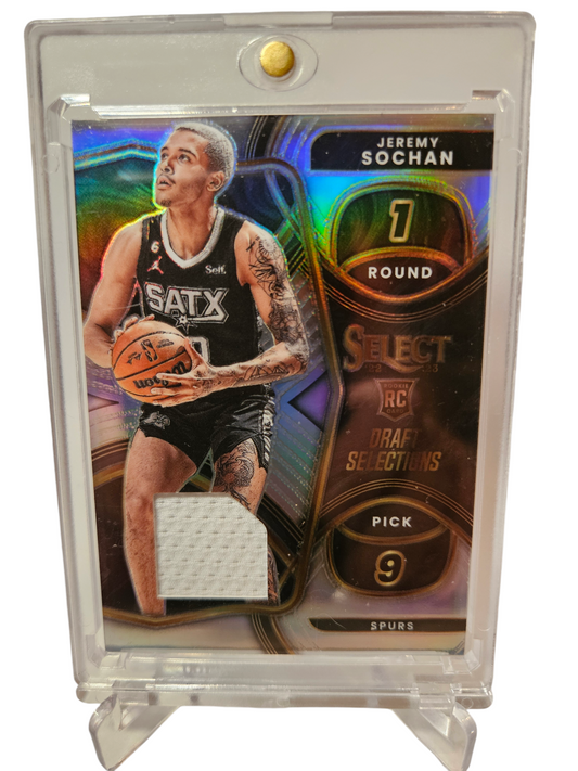 2022-23 Panini Select #DSM-JS Jeremy Sochan Rookie Card Draft Selections Patch Silver Prizm