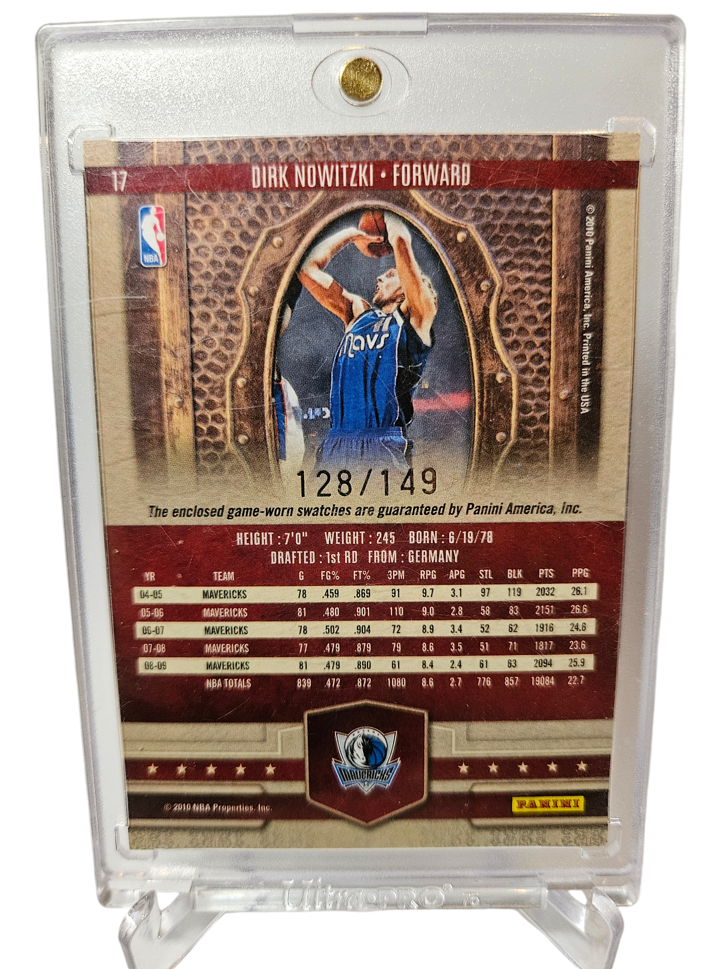 2009-10 Panini Court Kings #17 Dirk Nowitzki Game Worn Patches 128/149