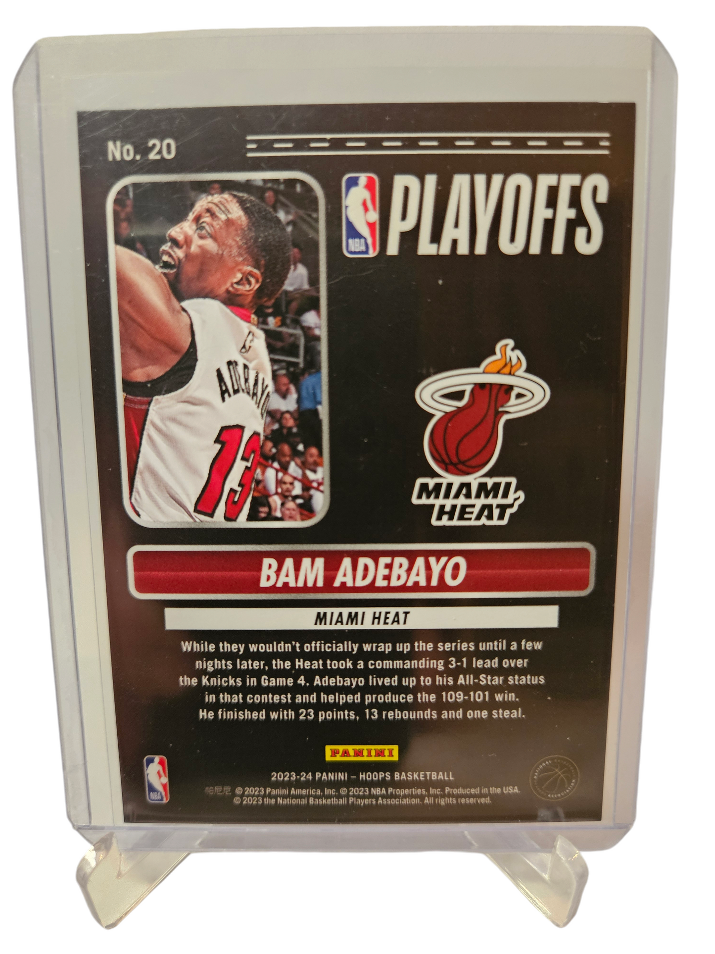 2023-24 Panini Hoops #20 Bam Adebayo Road To The Finals Silver Holo 938/999