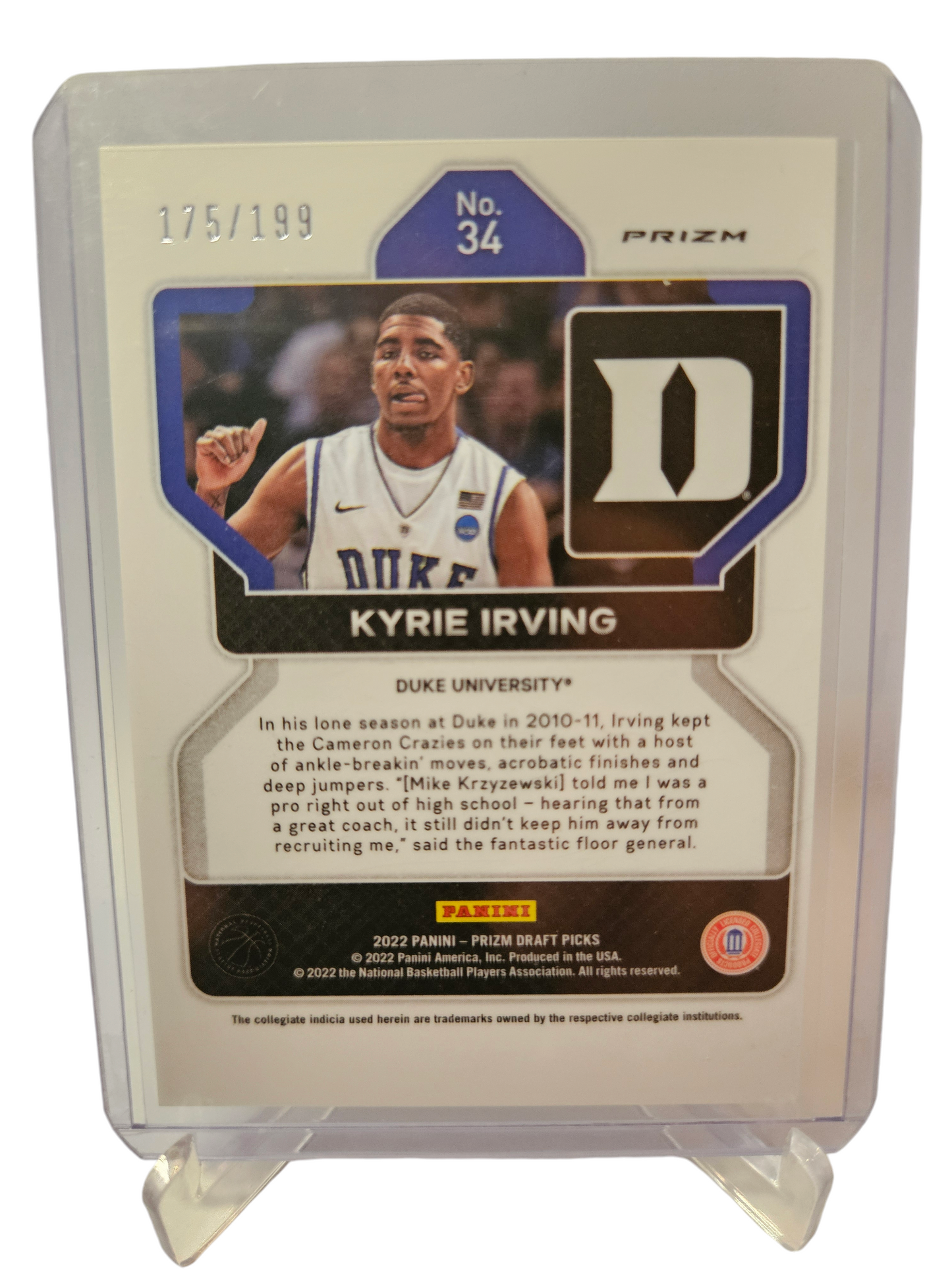 2022 Panini Prizm Draft Picks #34 Kyrie Irving Blue Prizm 175/199