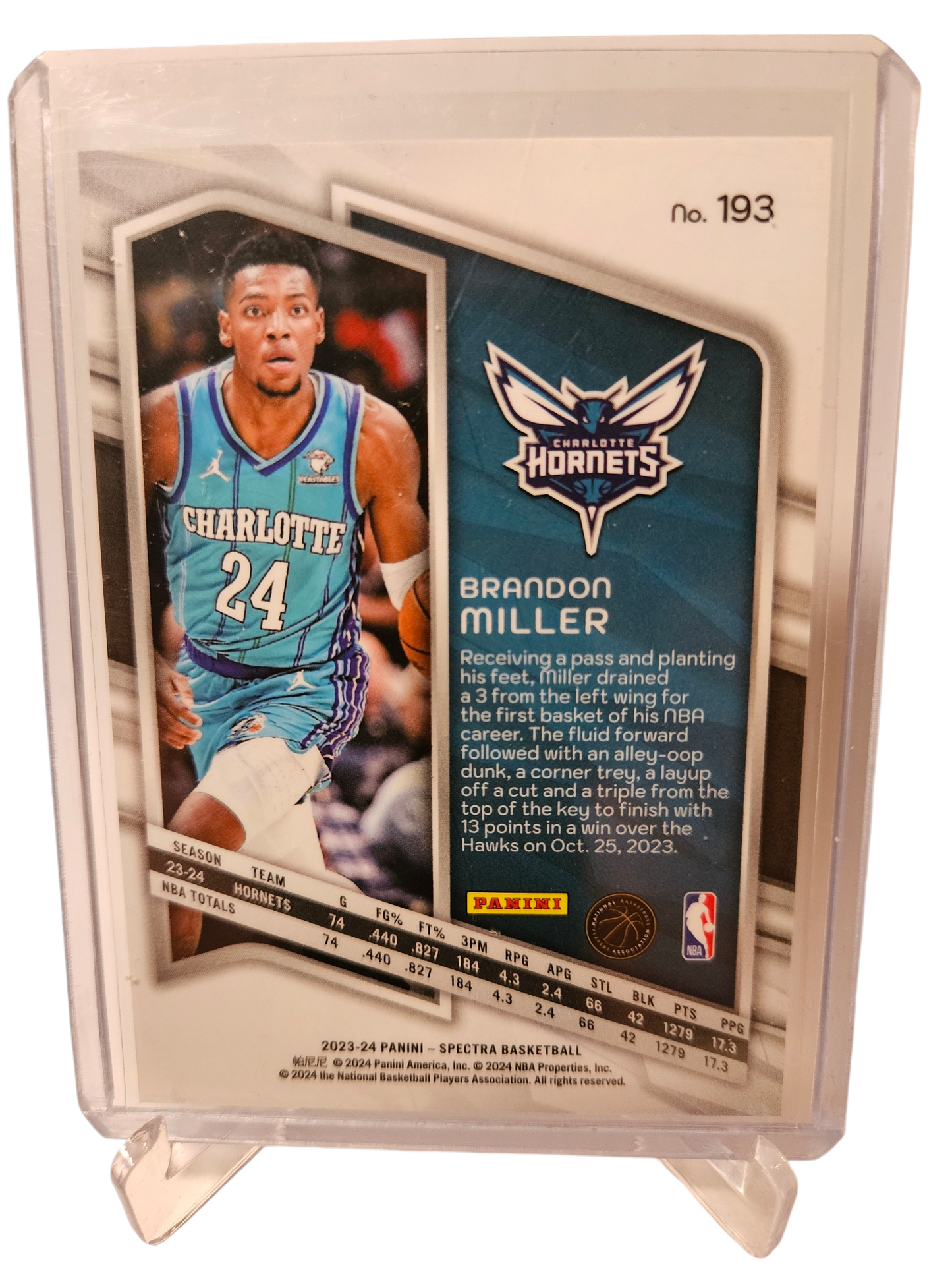 2023-24 Panini Spectra #193 Brandon Miller Rookie Card