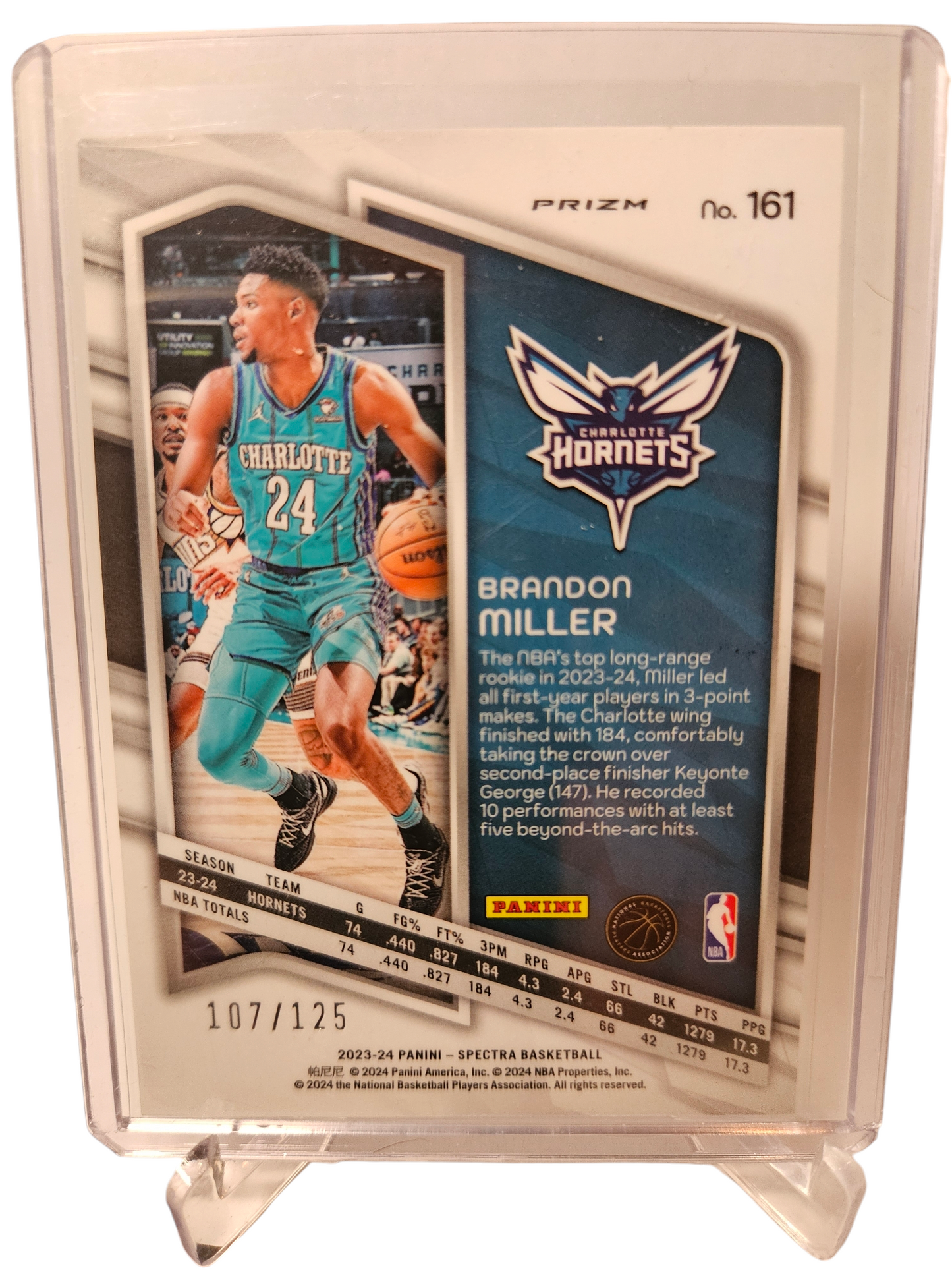 2023-24 Panini Spectra #161 Brandon Miller Rookie Card 107/125