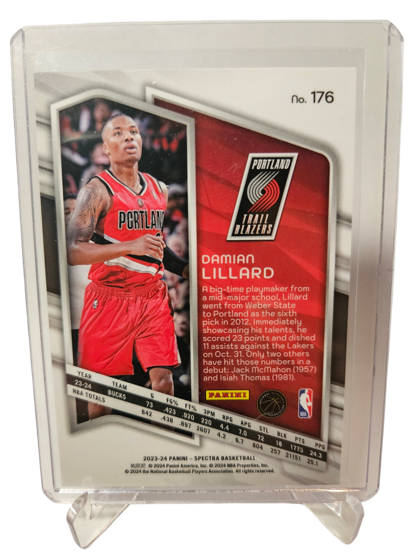 2023-24 Panini Spectra #176 Damian Lillard Spectracular Debut