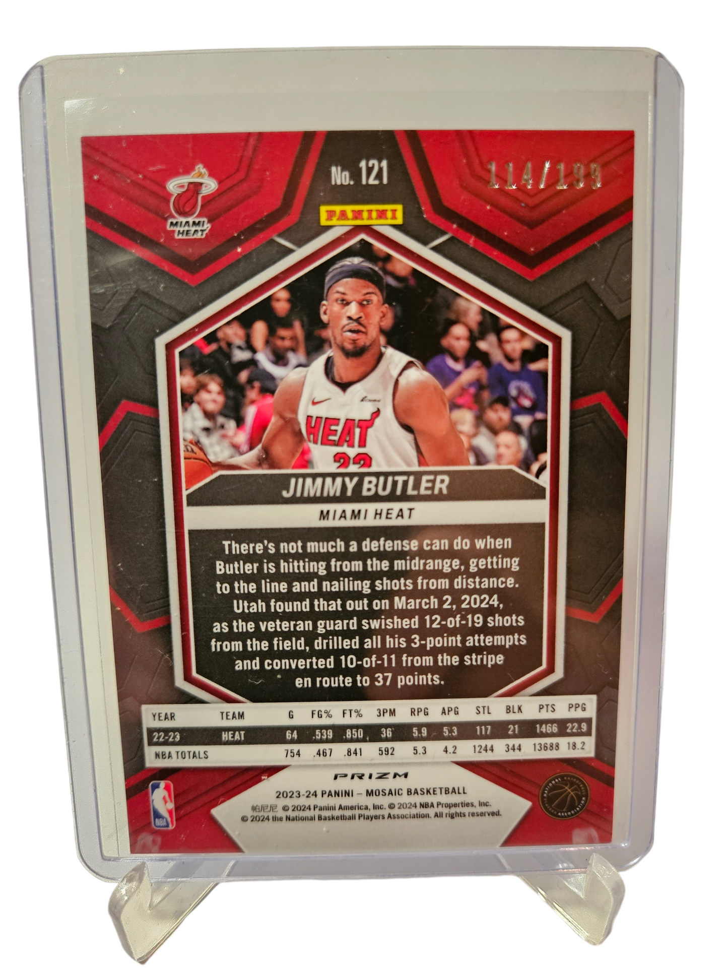 2023-24 Panini Mosaic #121 Jimmy Butler Blue Mosaic Prizm 114/199