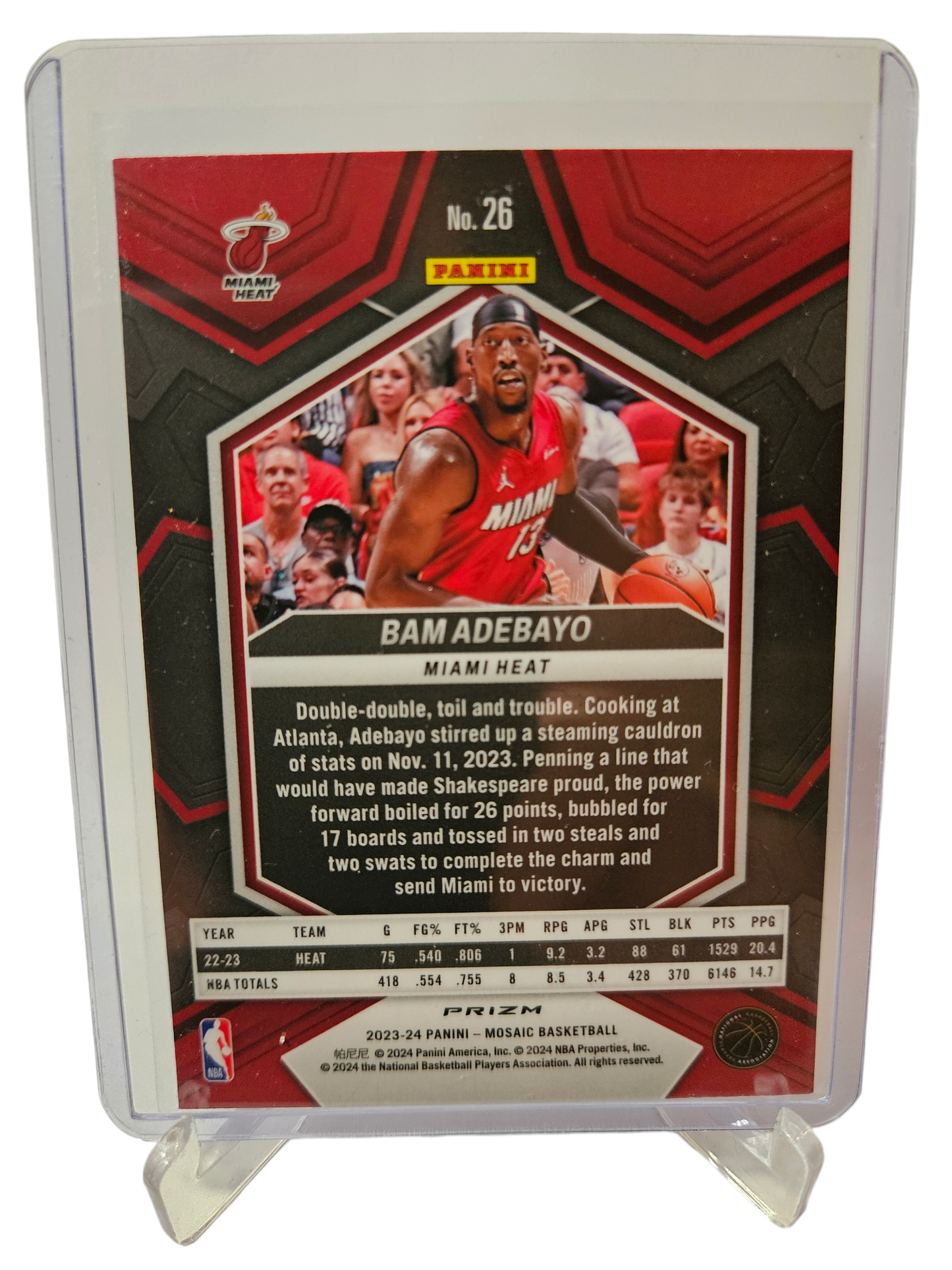 2023-24 Panini Mosaic #26 Bam Adebayo Red Mosaic Prizm SP