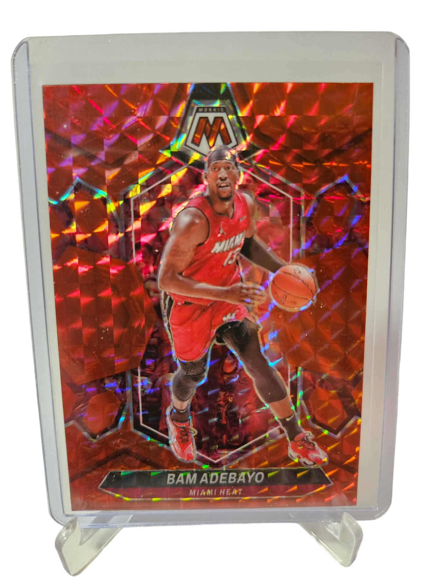 2023-24 Panini Mosaic #26 Bam Adebayo Red Mosaic Prizm SP