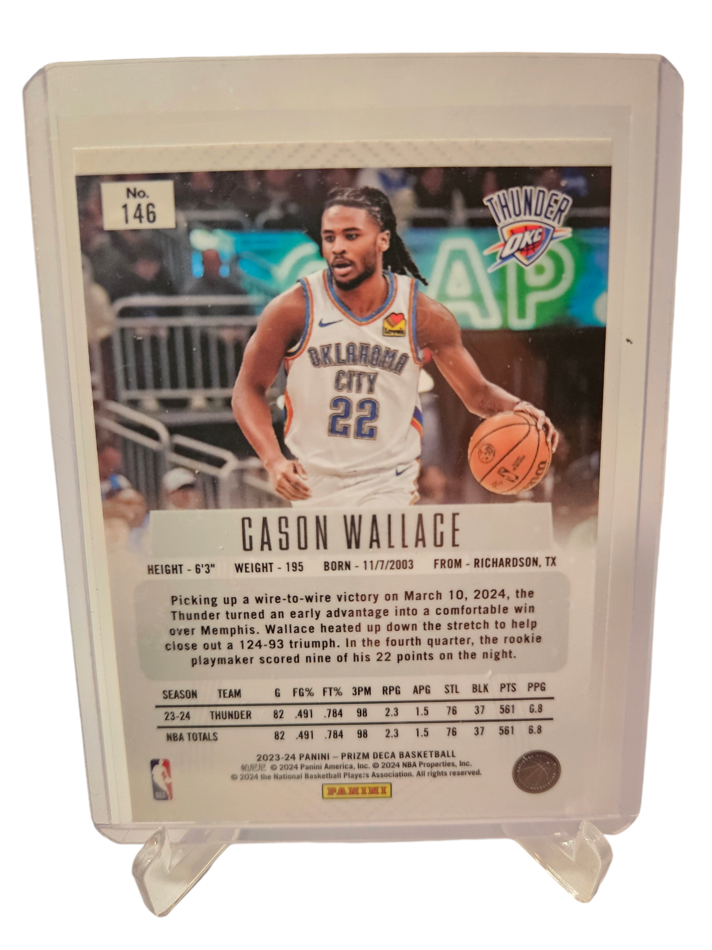 2023-24 Panini Prizm Deca #146 Cason Wallace Rookie Card