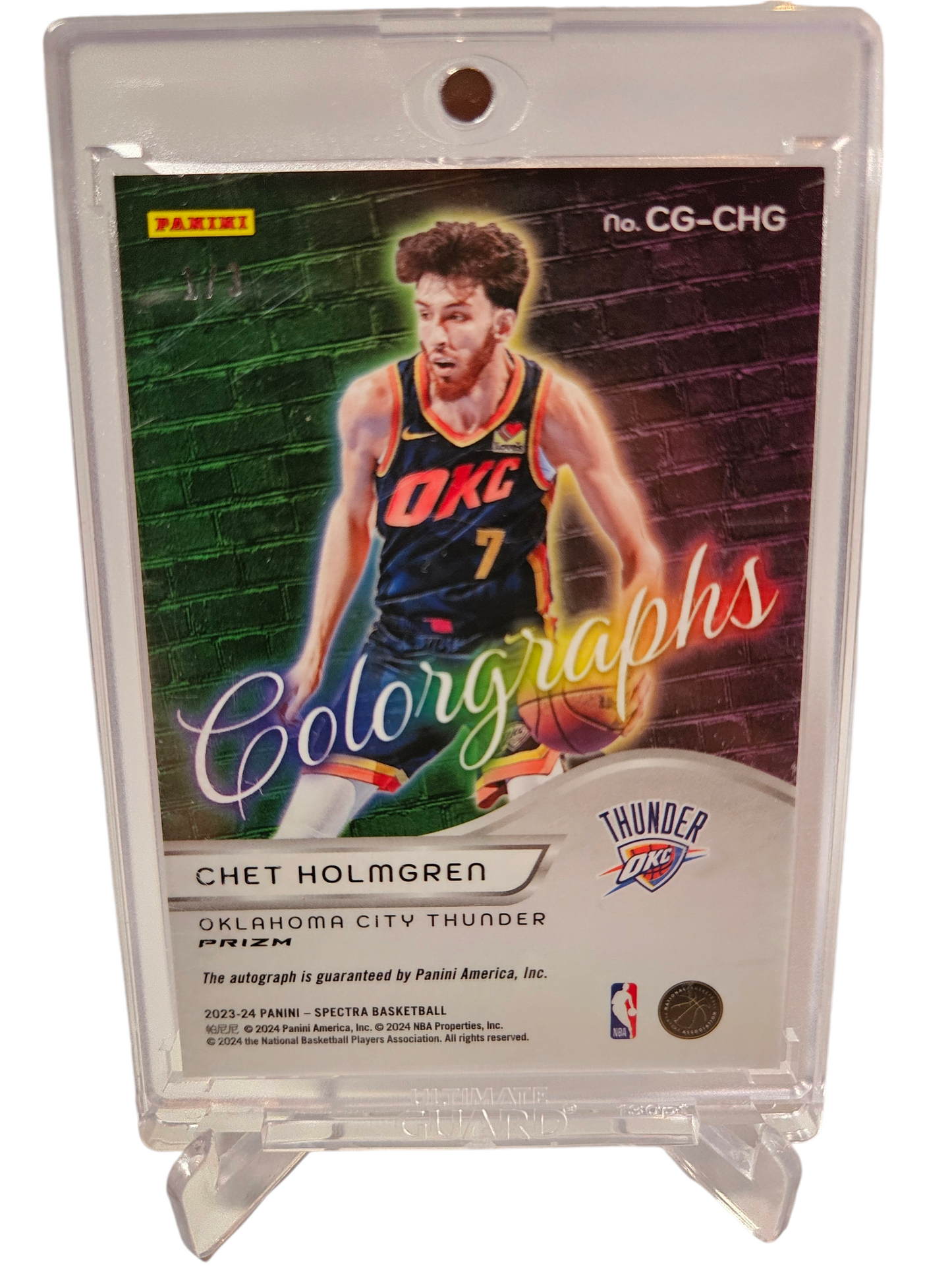 2023-24 Panini Spectra #CG-CHG Chet Holmgren Colorgraphs Autograph Gold 1/3