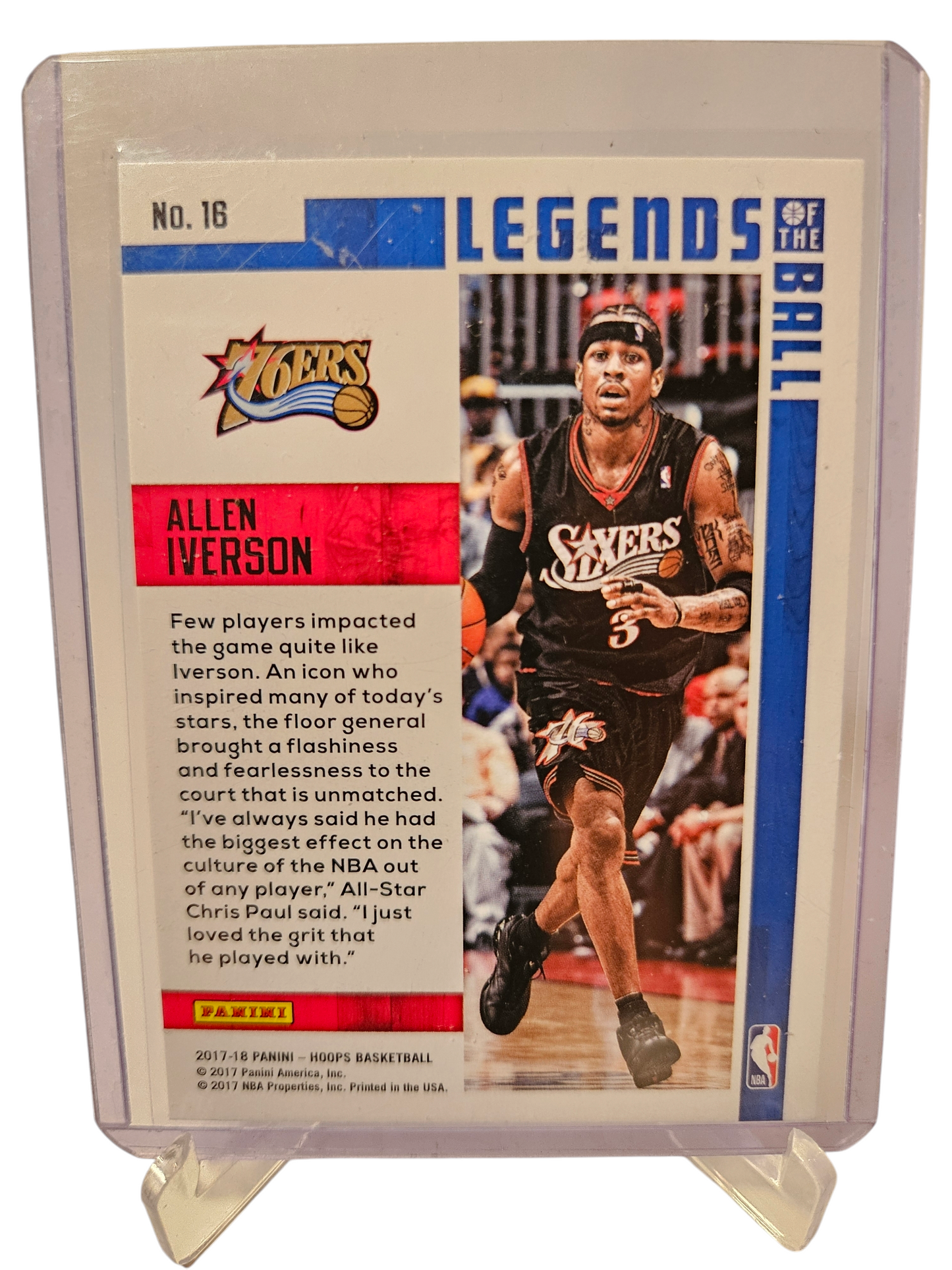 2017-18 Panini Hoops #16 Allen Iverson Legends Of The Ball Holo