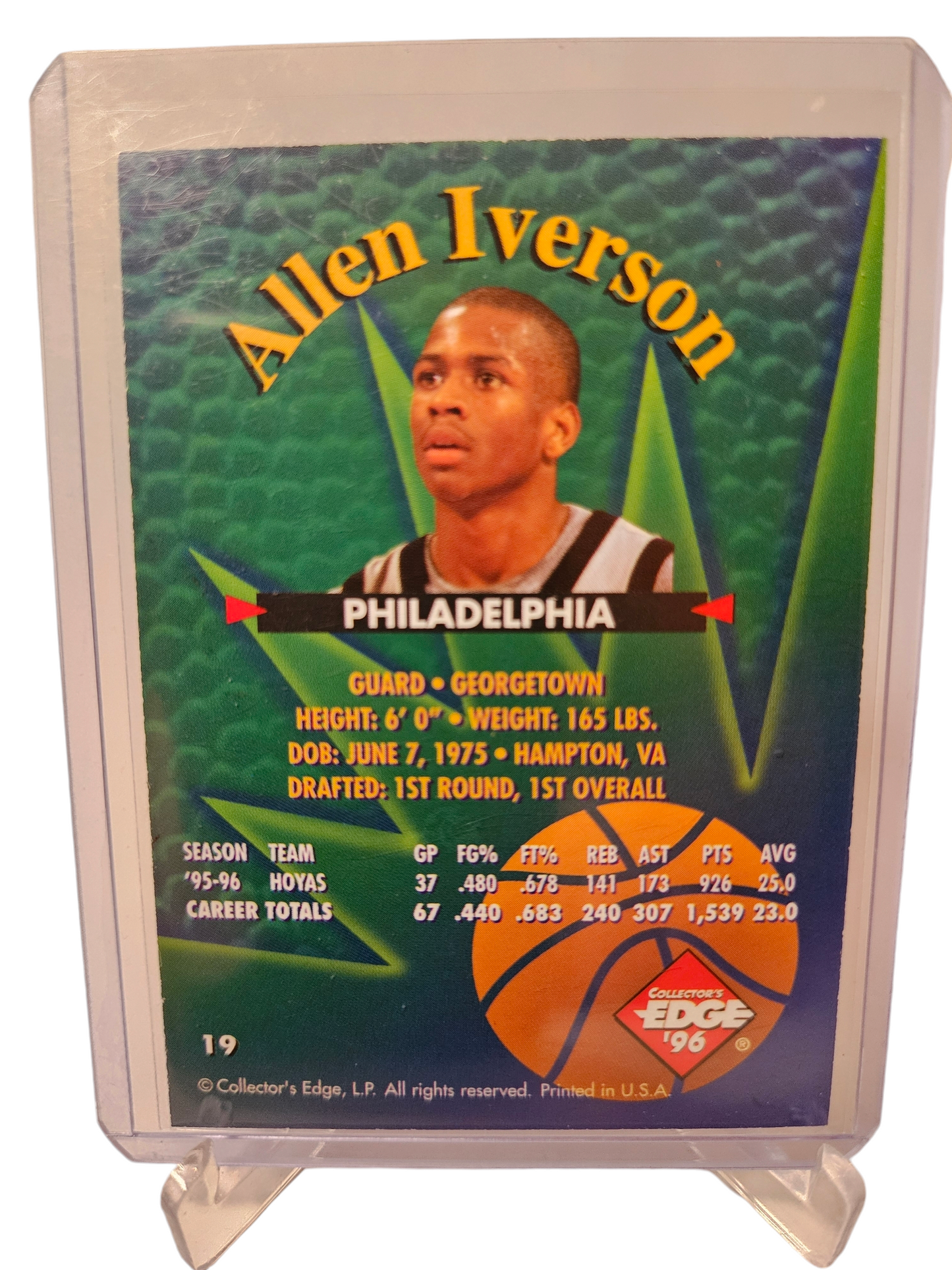 1996-97 Collecters Edge #19 Allen Iverson Rookie Card Rookie Rage