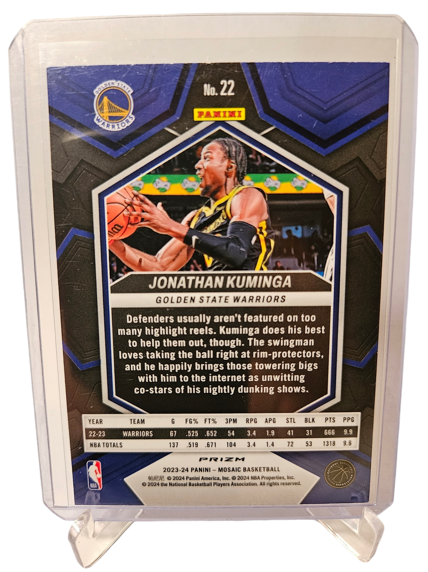 2023-24 Panini Mosaic #22 Jonathan Kuminga Silver Fastbreak Prizm