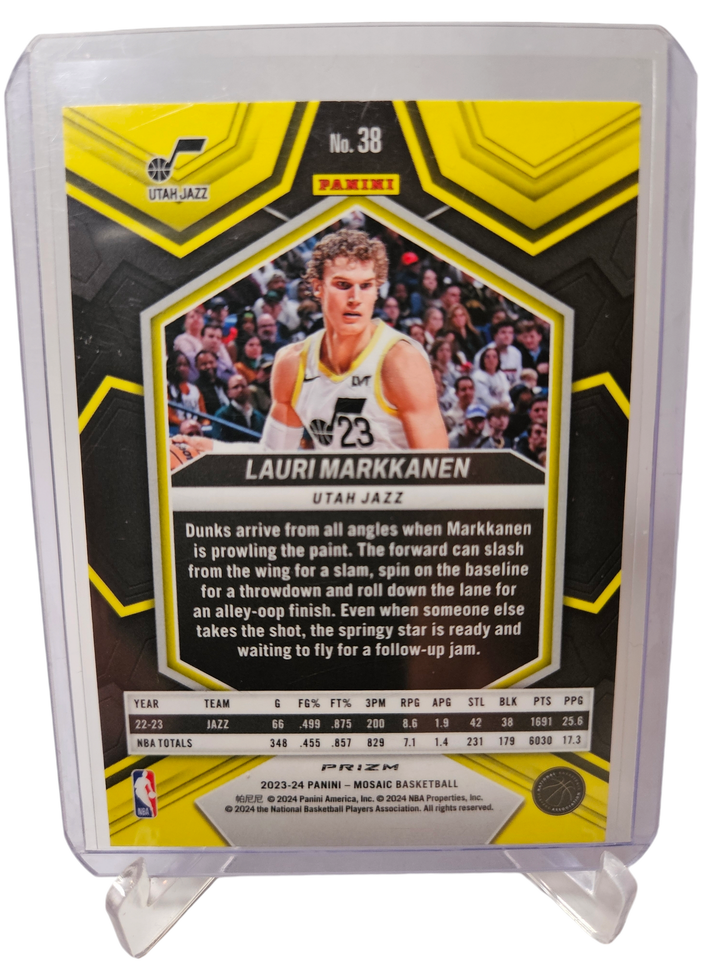 2023-24 Panini Mosaic #38 Lauri Markkanen Silver Fastbreak Prizm