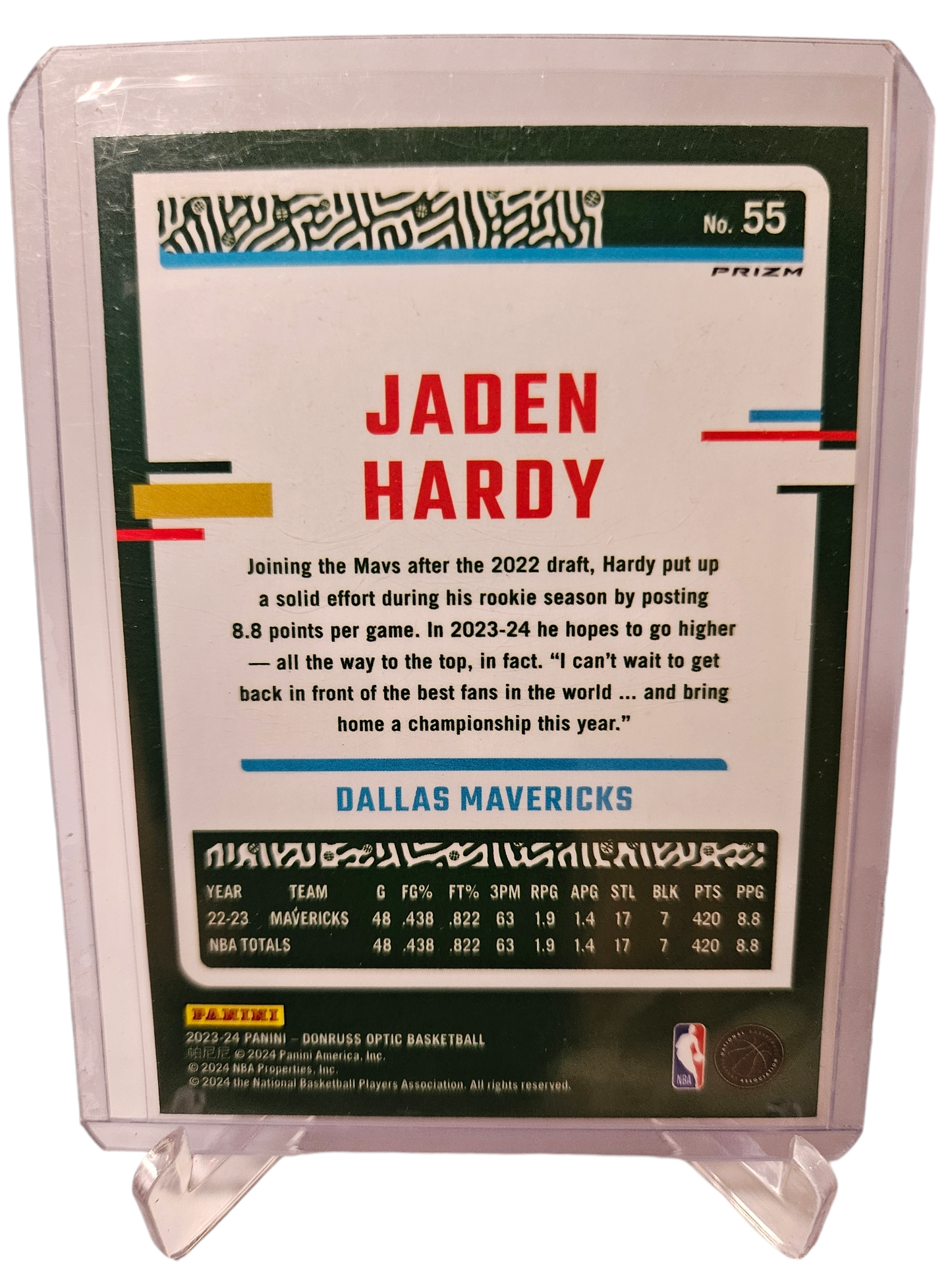 2023-24 Panini Donruss Optic #55 Jaden Hardy Pink Hyper Prizm