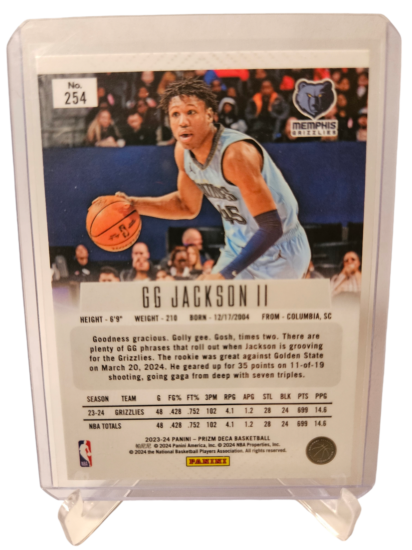 2023-24 Panini Prizm Deca #254 GG Jackson II Rookie Card