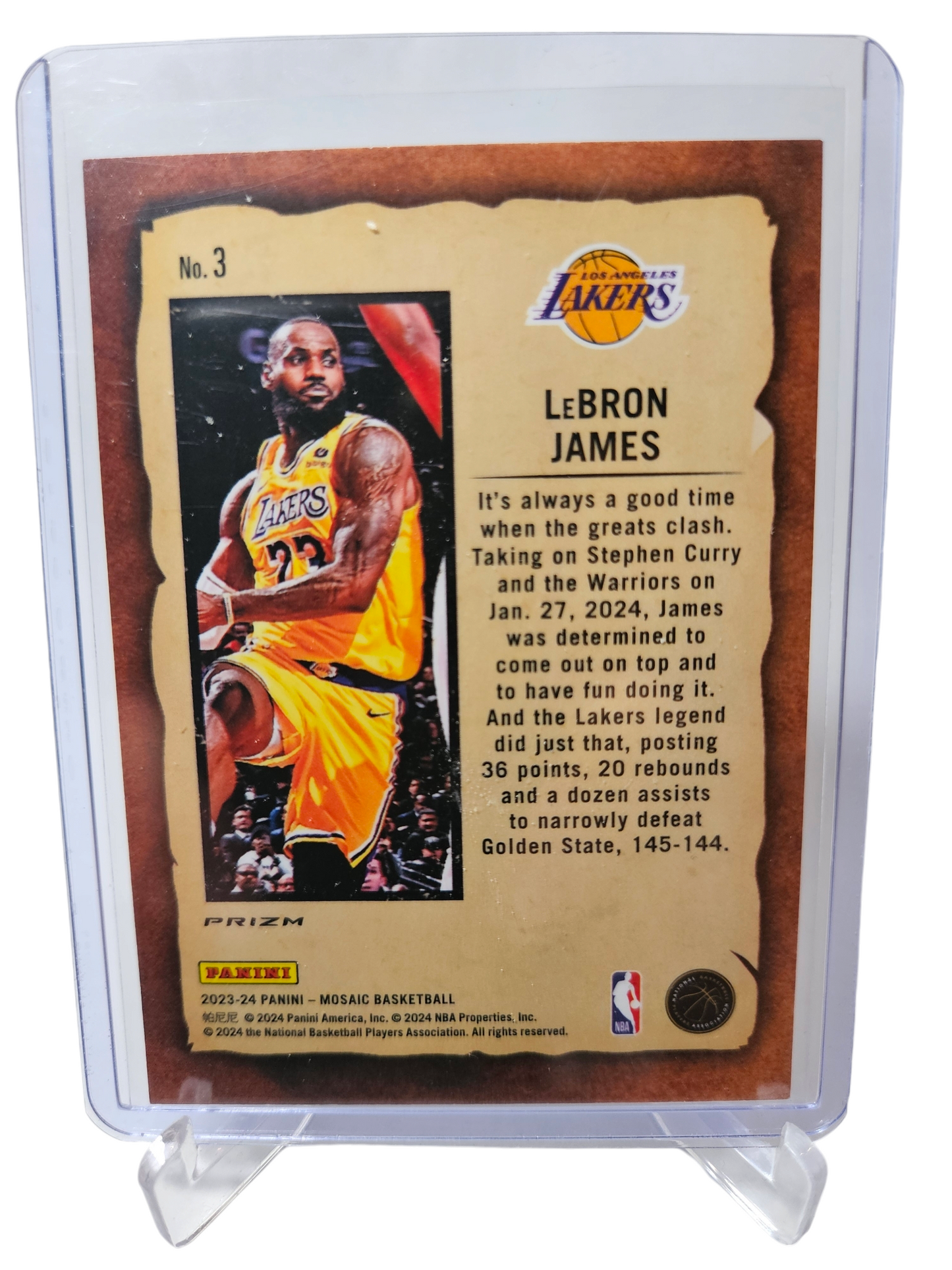 2023-24 Panini Mosaic #3 Lebron James Notoriety Mosaic Prizm