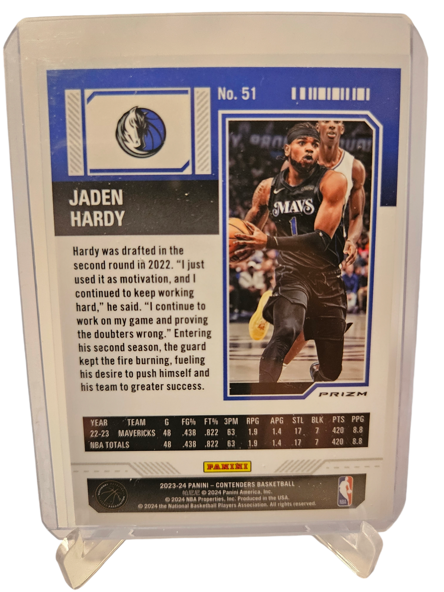 2023-24 Panini Contenders #51 Jaden Hardy Season Ticket Silver Holo