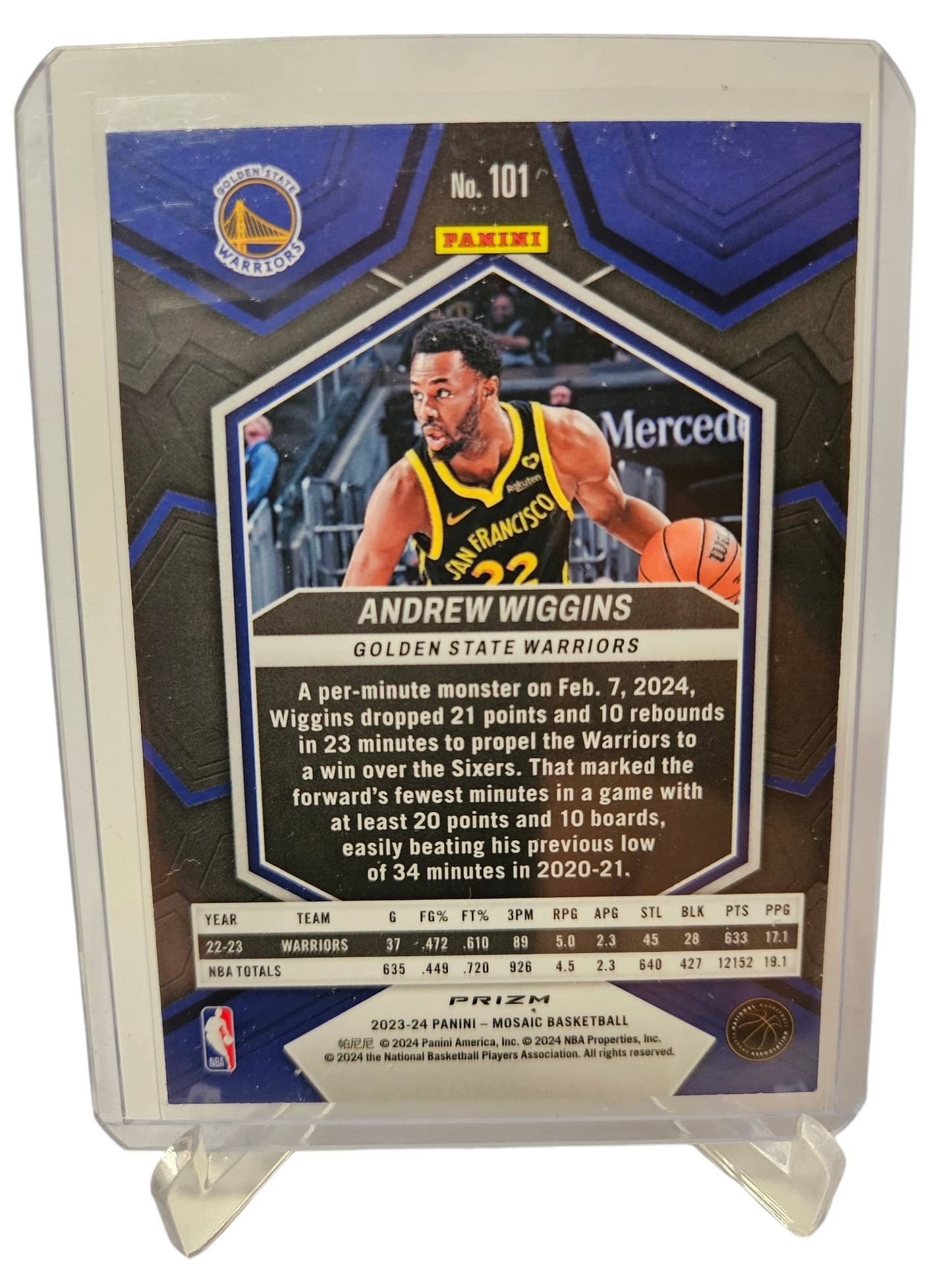 2023-24 Panini Mosaic #101 Andrew Wiggins Silver Prizm