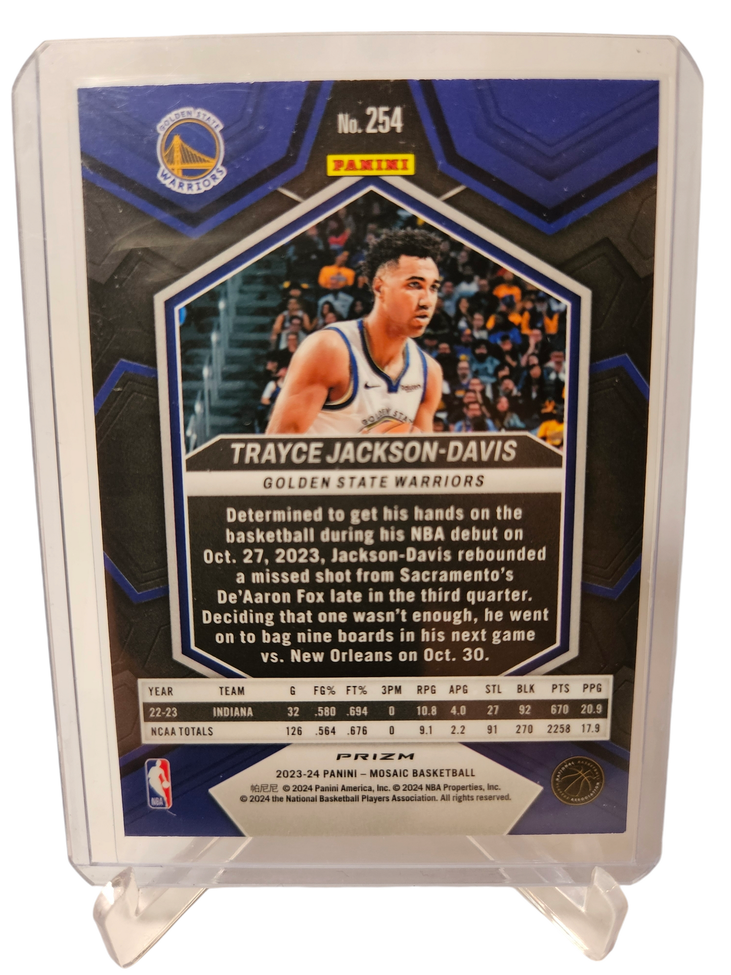 2023-24 Panini Mosaic #254 Trayce Jackson-Davis Rookie Card Mosaic Prizm