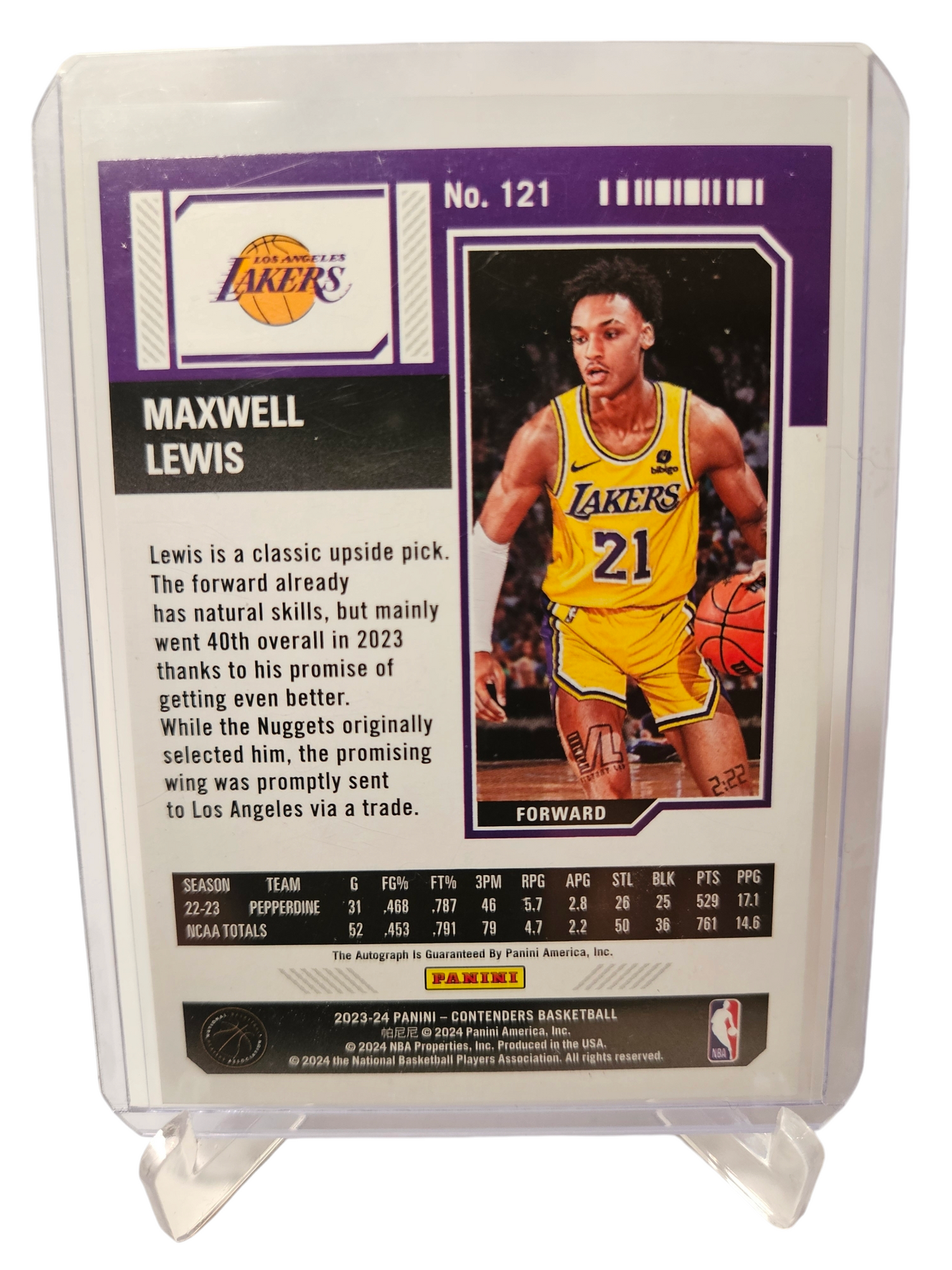 2023-24 Contenders #121 Maxwell Lewis Rookie Card Rookie Ticket On Card Autograph