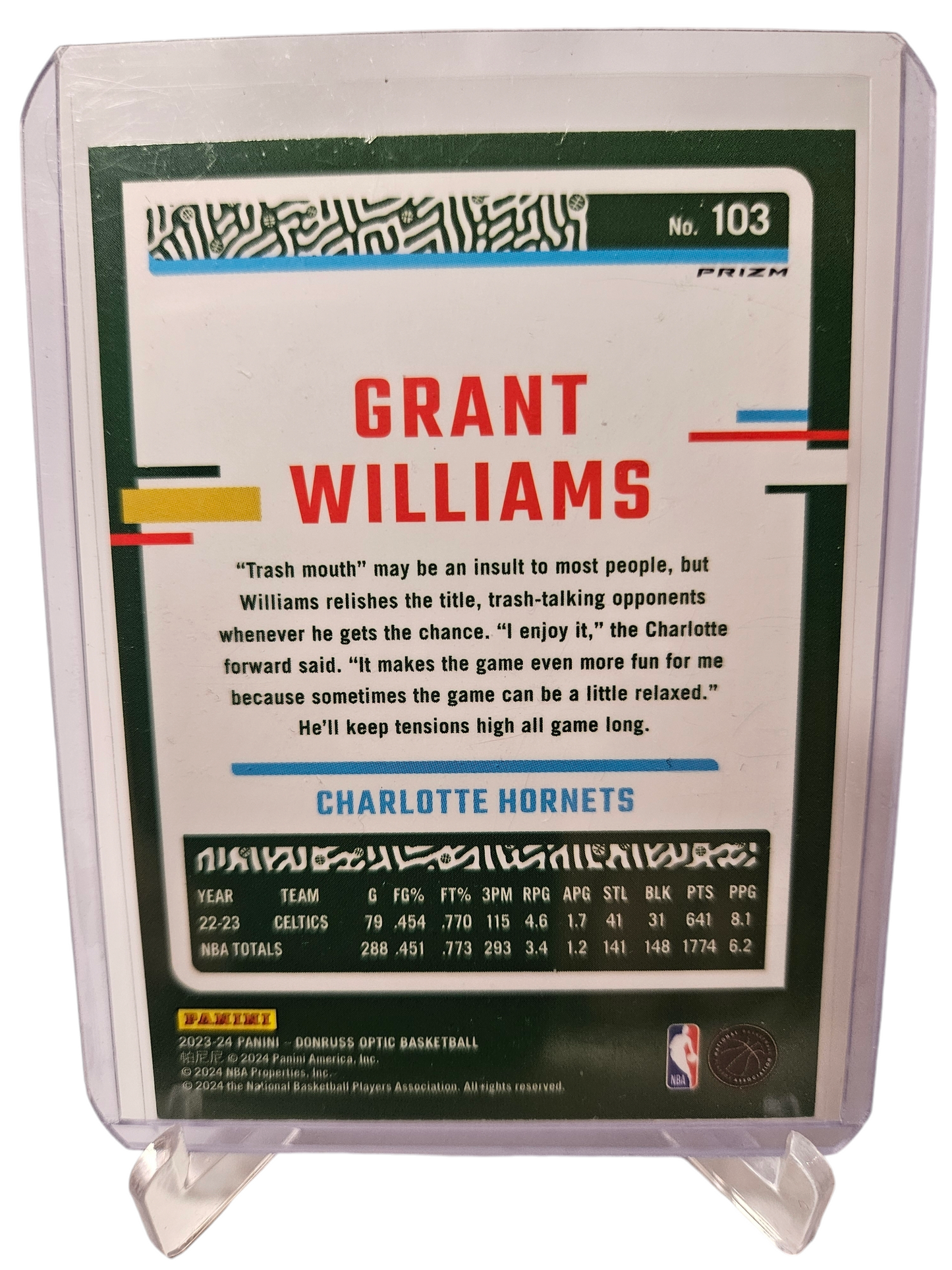 2023-24 Panini Donruss Optic #103 Grant Williams Jazz SP