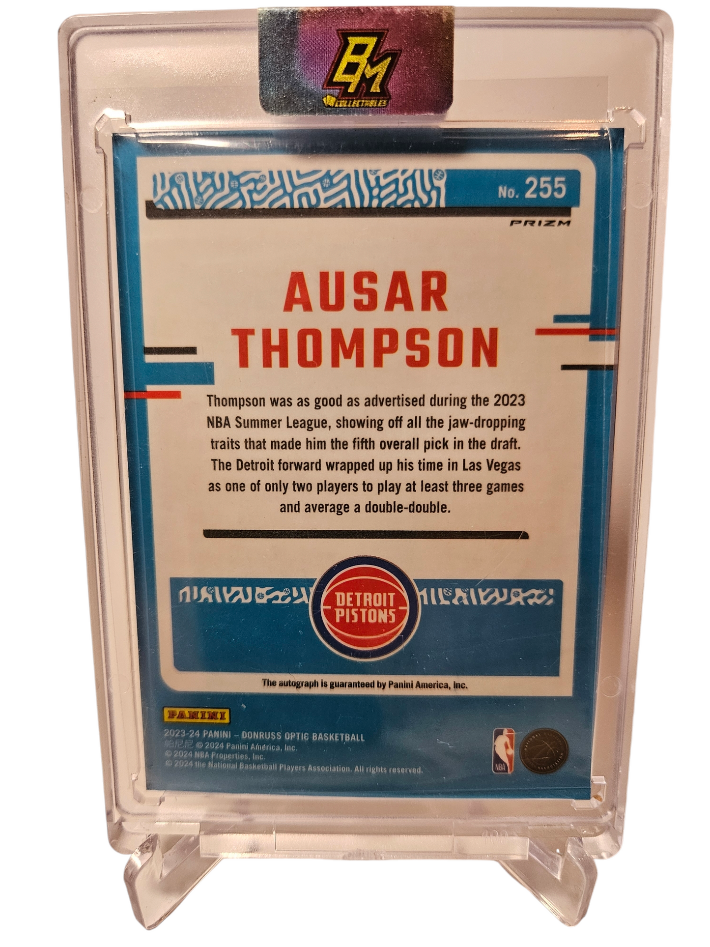 2023-24 Panini Donruss Optic #255 Ausar Thompson Rated Rookie On Card Autograph Silver Holo