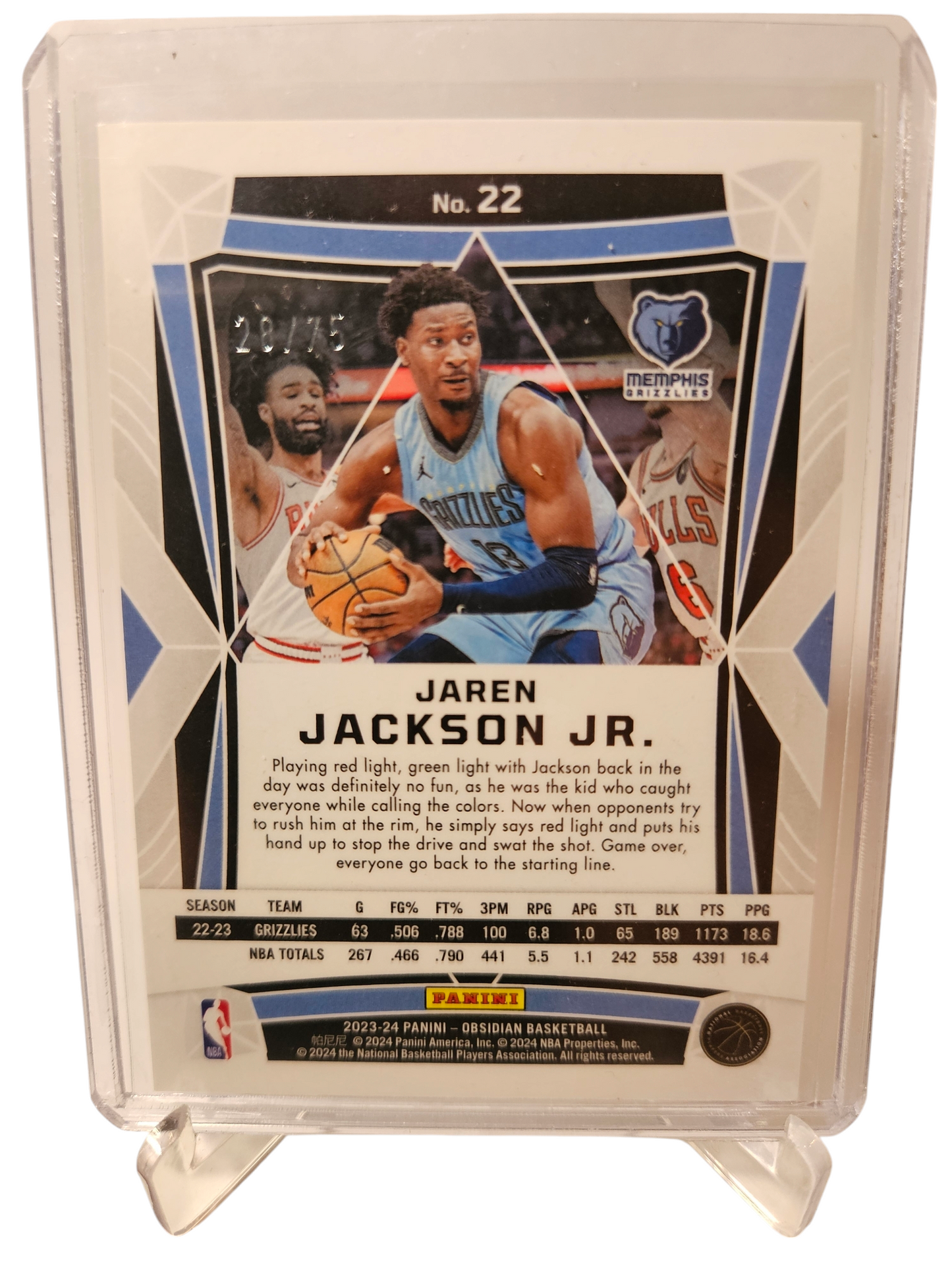 2023-24 Panini Obsidian #22 Jaren Jackson JR Electric Etch Reggae 28/75