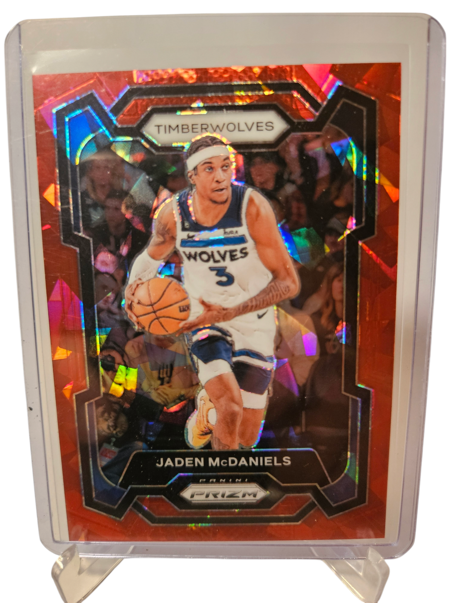 2023-24 Panini Prizm #238 Jaden McDaniels Red Cracked Ice Prizm