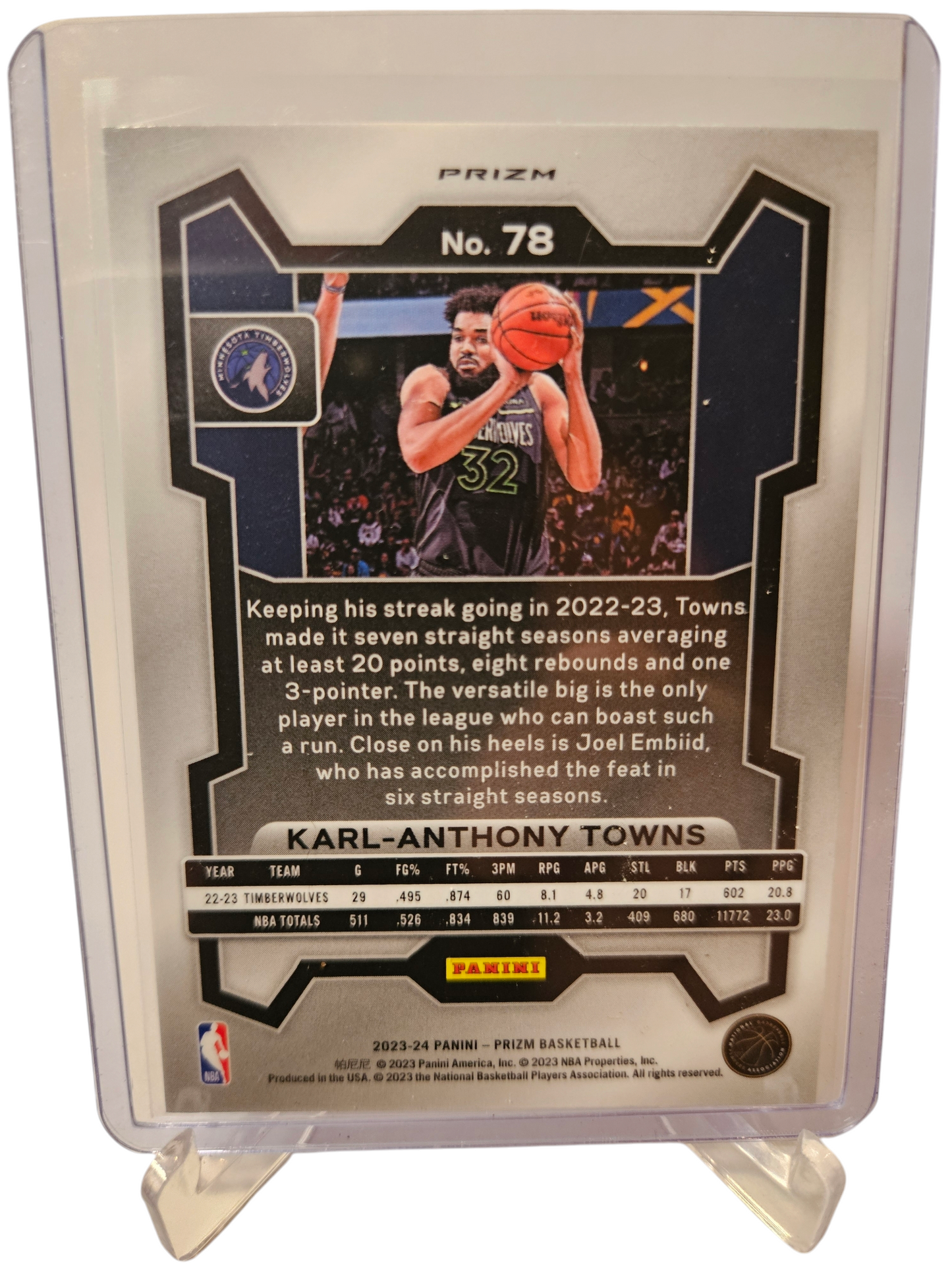 2023-24 Panini Prizm #78 Karl-Anthony Towns Red Cracked Ice Prizm