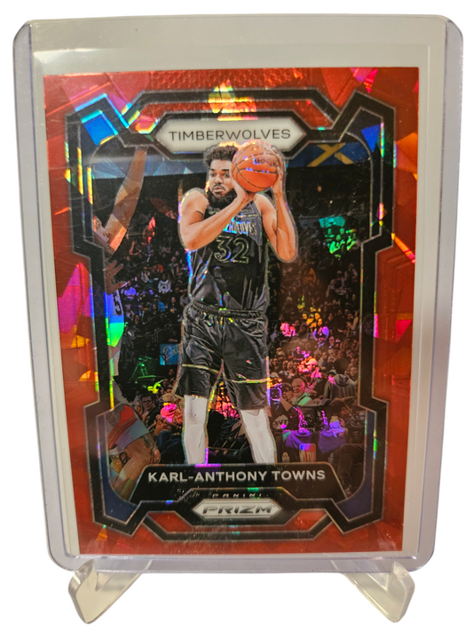 2023-24 Panini Prizm #78 Karl-Anthony Towns Red Cracked Ice Prizm