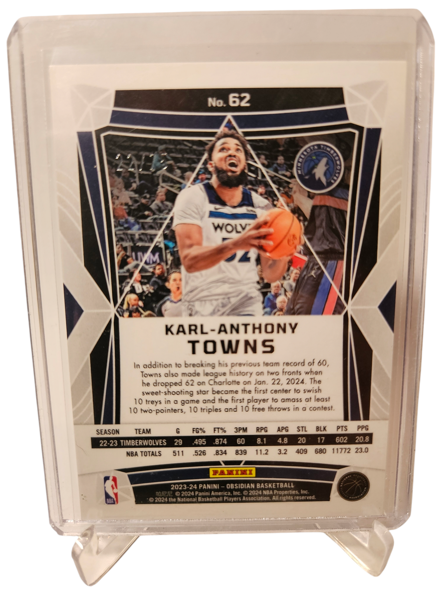 2023-24 Panini Obsidian #62 Karl-Anthony Towns Electric Etch Reggae 22/75