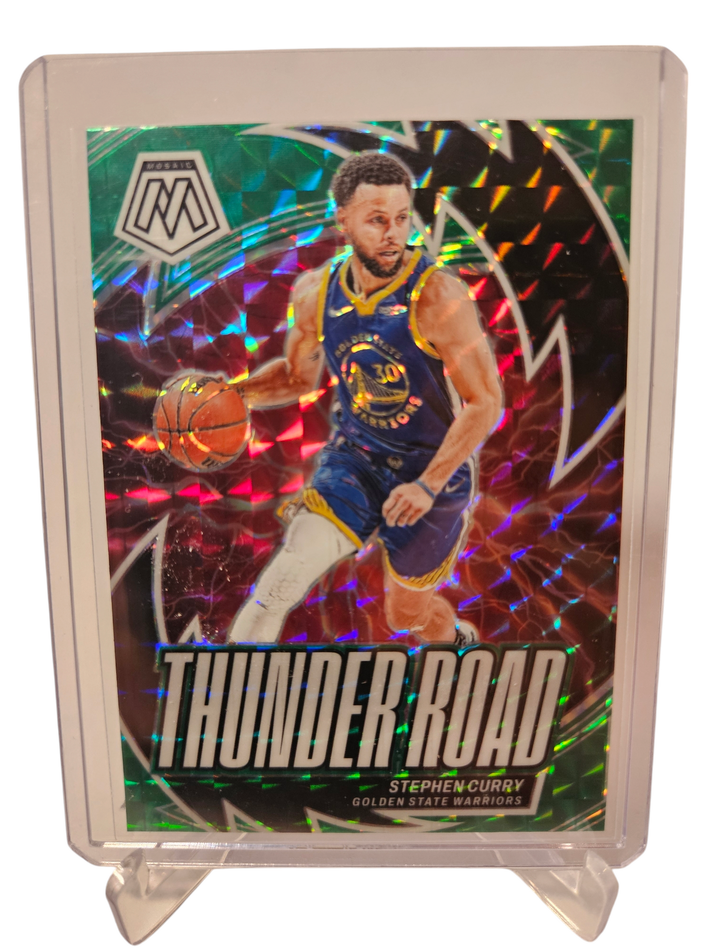 2023-24 Panini Mosaic #13 Stephen Curry Thunder Road Mosaic Prizm SP