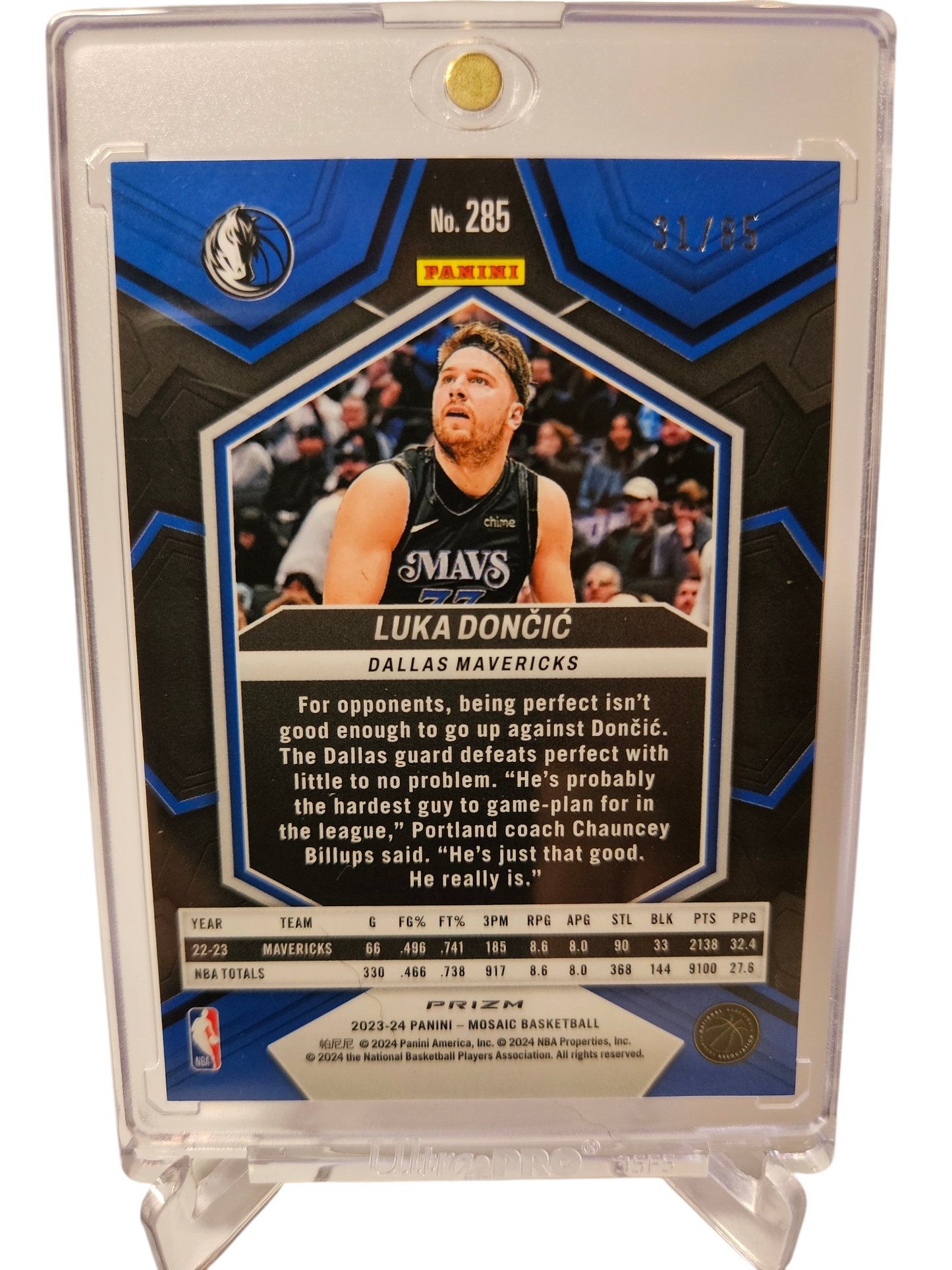 2023-24 Panini Mosaic #285 Luka Doncic Blue Mosaic Fast Break Prizm 31/85