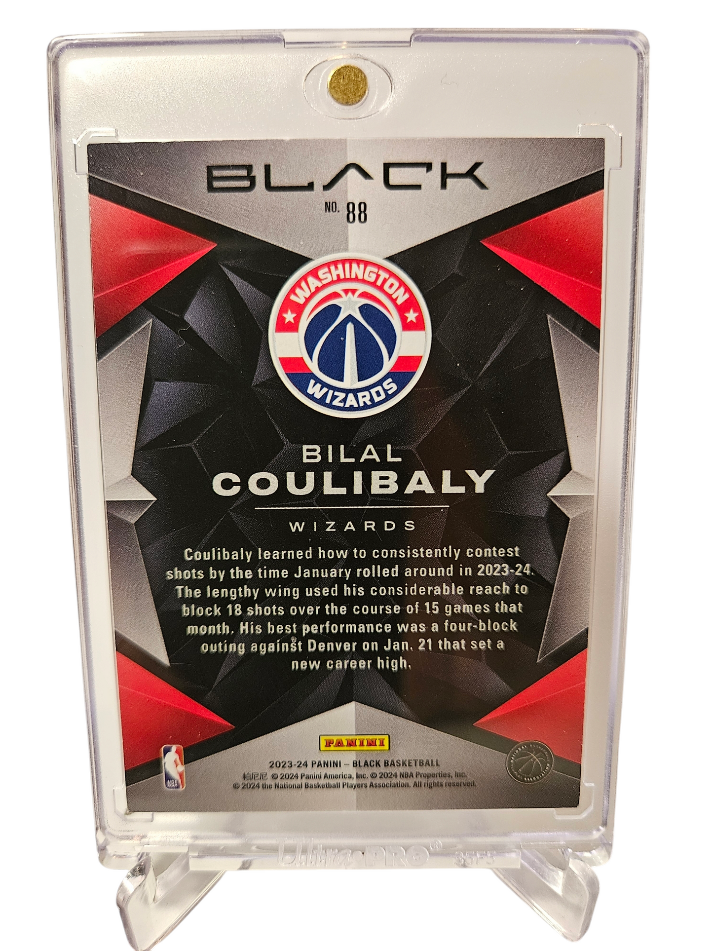 2023-24 Panini Black #88 Bilal Coulibaly Rookie Card 12/75