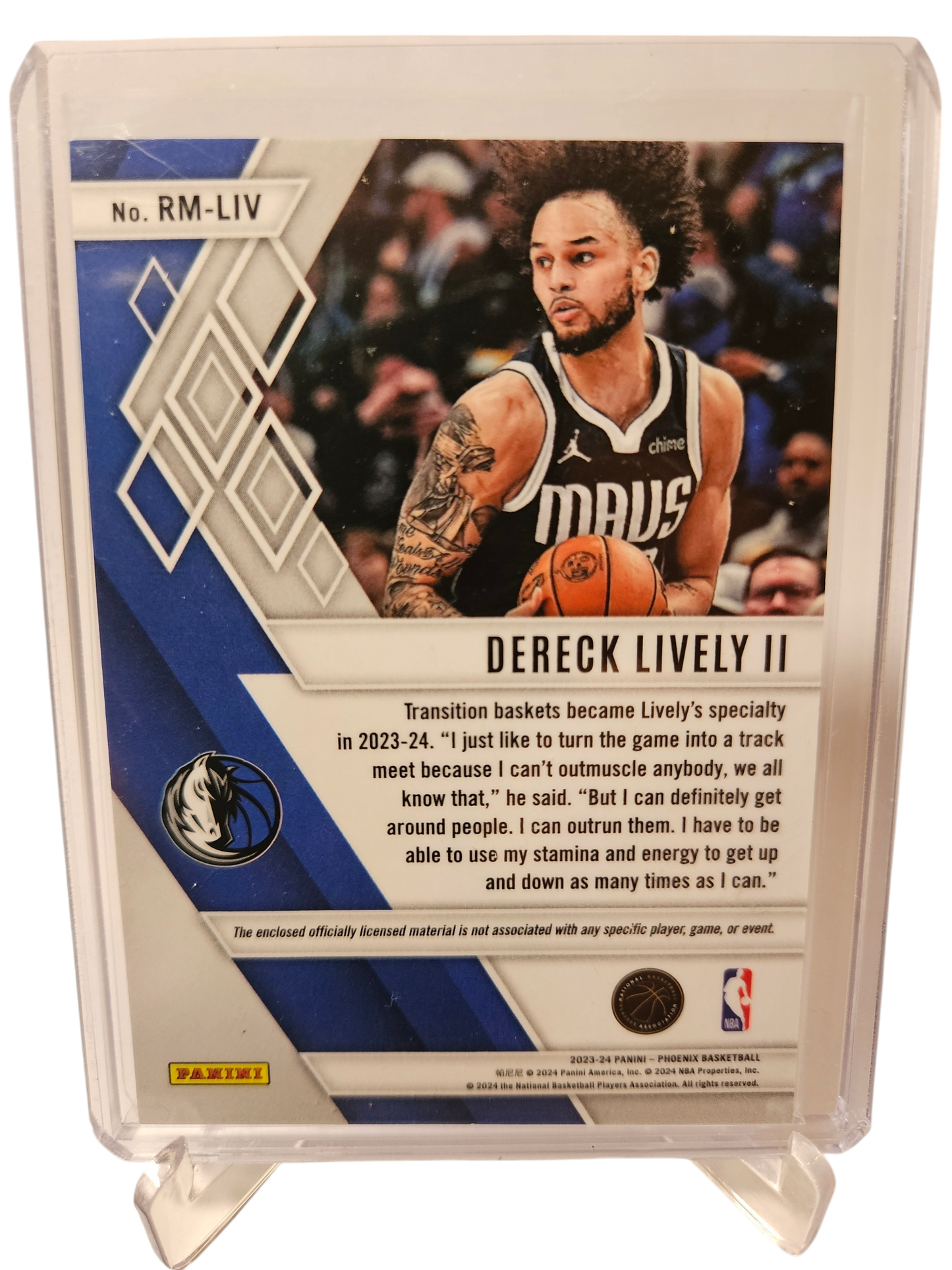 2023-24 Panini Phoenix #RM-LIV Dereck Lively II Rookie Card Silver Patch