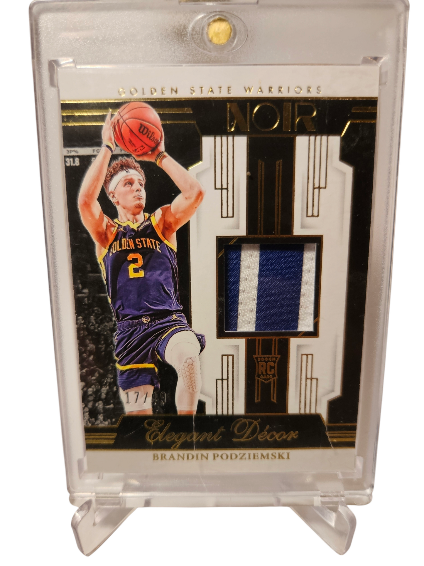 2023-24 Panini Noir #EDR-POD Brandin Podziemski Rookie Card Elegant Decor Patch 17/49