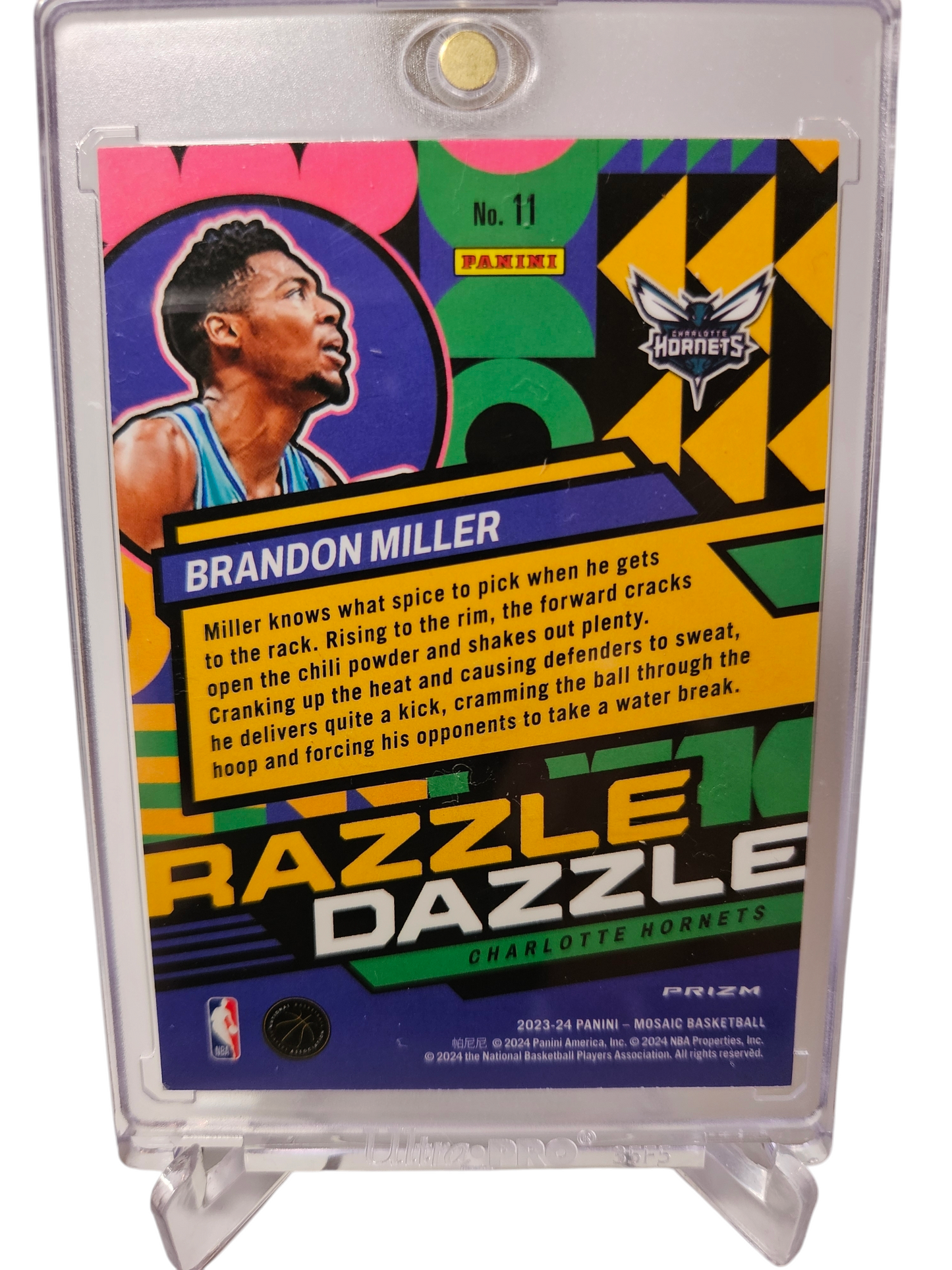 2023-24 Panini Mosaic #11 Brandon Miller Rookie Card Razzle Dazzle Prizm SSP