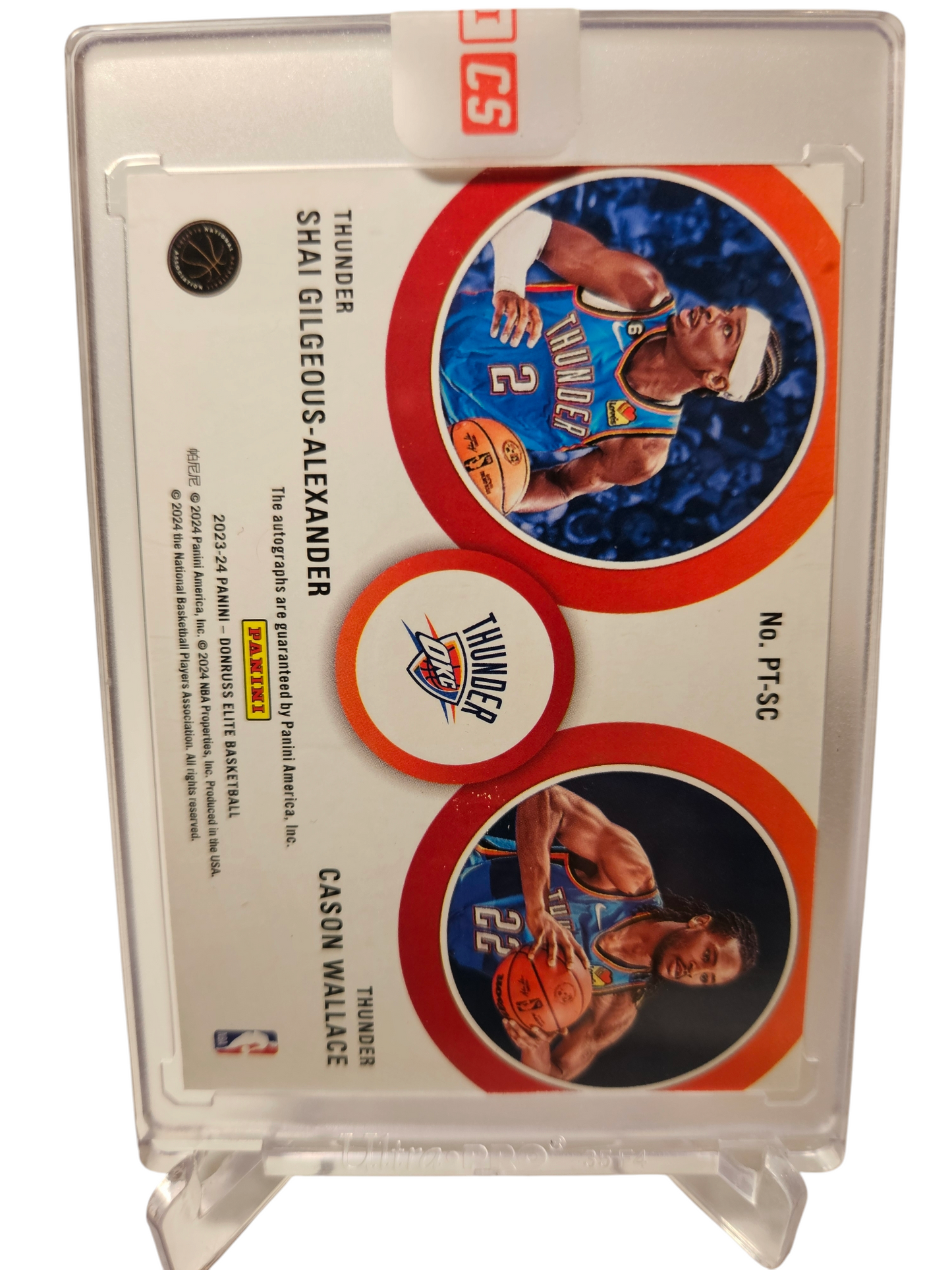 2023-24 Panini Donruss Elite #PT-SC Cason Wallace/Shai Gilgeous Alexander Passing The Torch Duel On Card Autograph