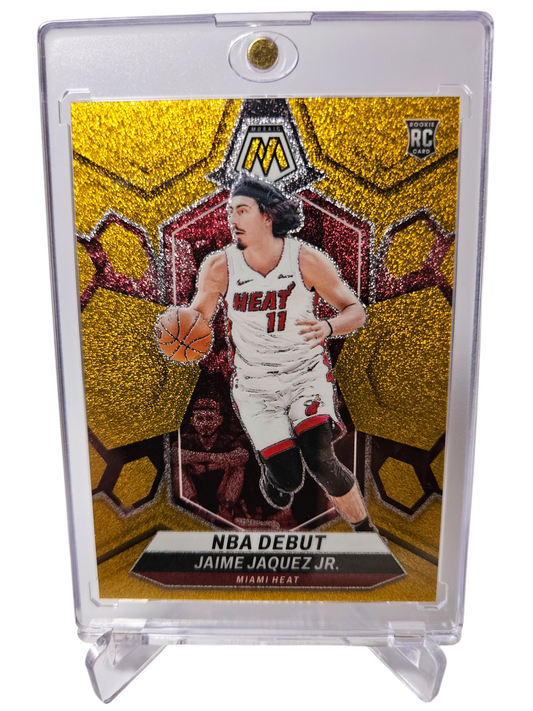 2023-24 Panini Mosaic #267 Jamie Jaquez JR Rookie Card NBA Debut Gold Glitter Prizm 3/5