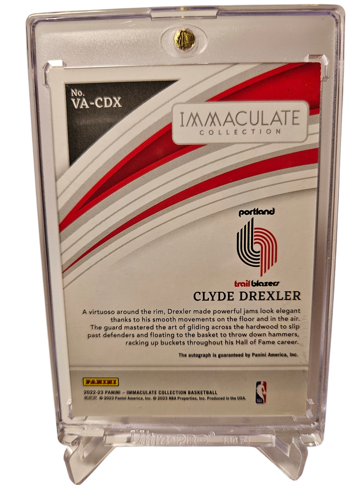 2022-23 Panini Immaculate #VA-CDX Clyde Drexler On Card Autograph 86/99