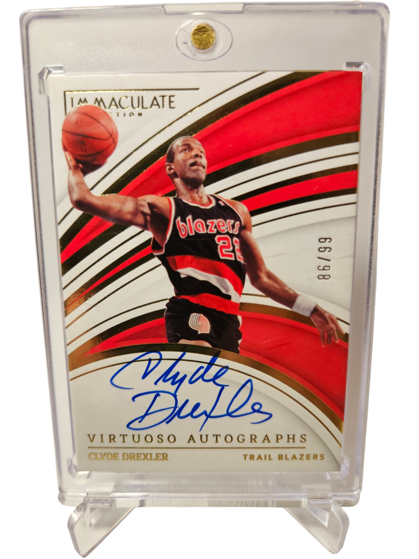 2022-23 Panini Immaculate #VA-CDX Clyde Drexler On Card Autograph 86/99