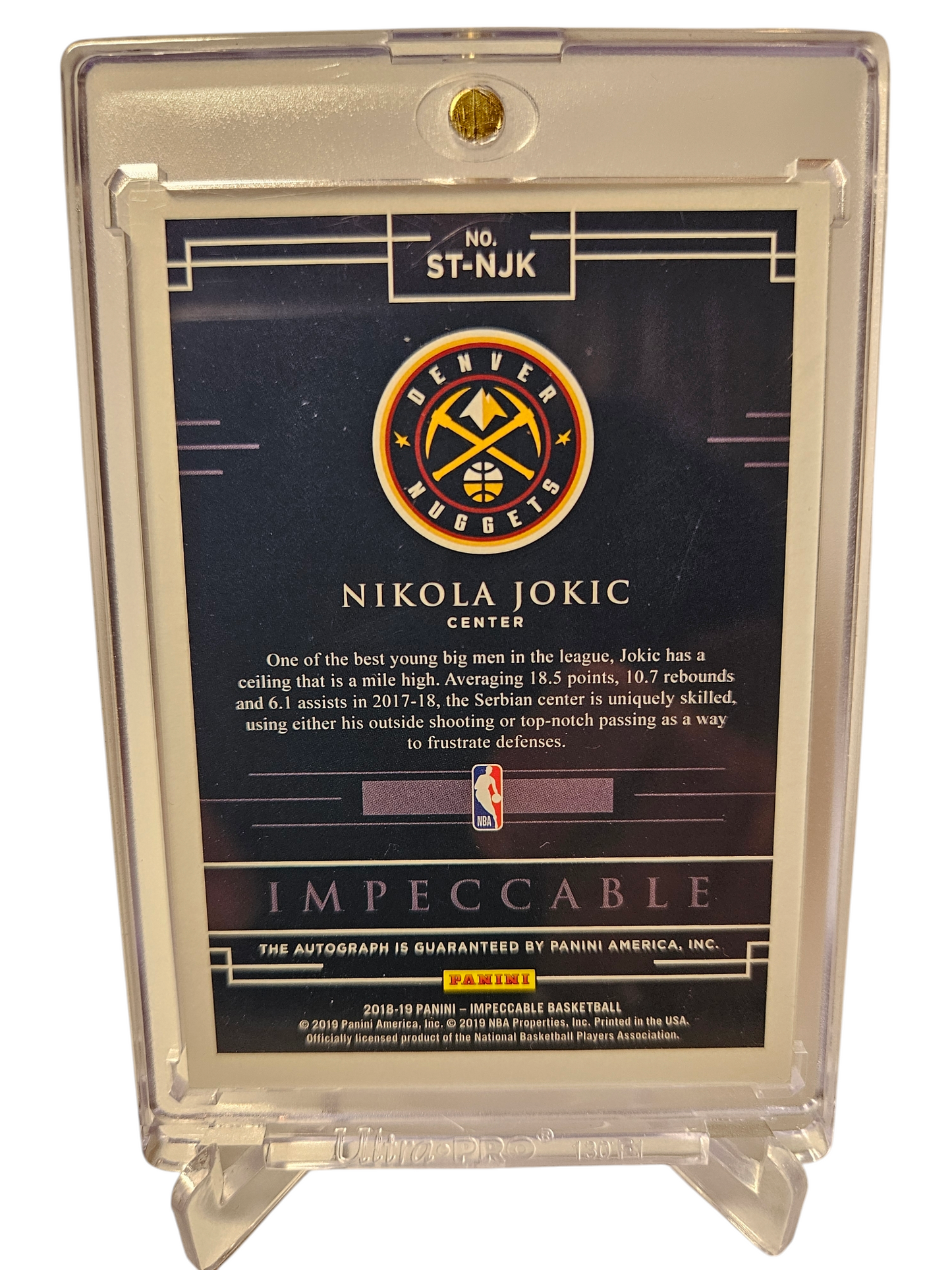 2018-29 Panini Impeccable #ST-NJK Nikola Jokic On Card Autograph 49/49