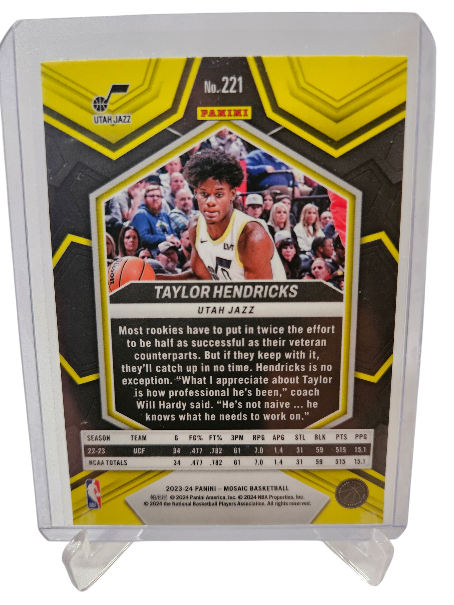 2023-24 Panini Mosaic #221 Taylor Hendricks Rookie Card