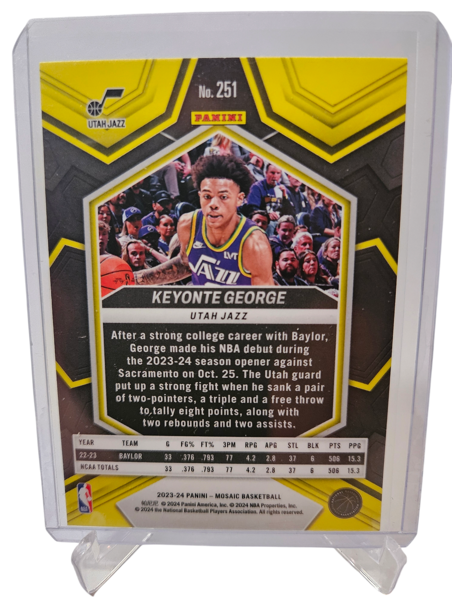 2023-24 Panini Mosaic #251 Keyonte George Rookie Card NBA Debut