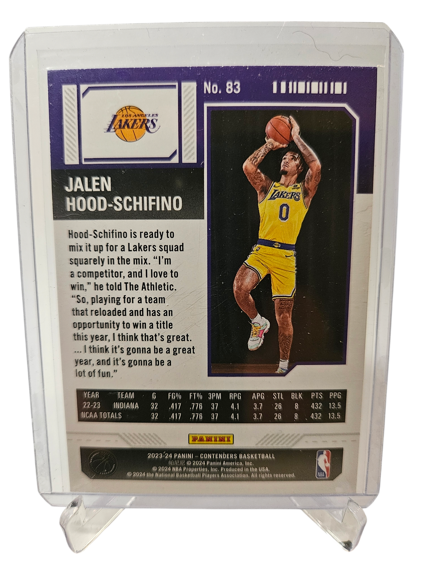 2023-24 Panini Contenders #83 Jalen Hood-Schifino Rookie Card Season Ticket