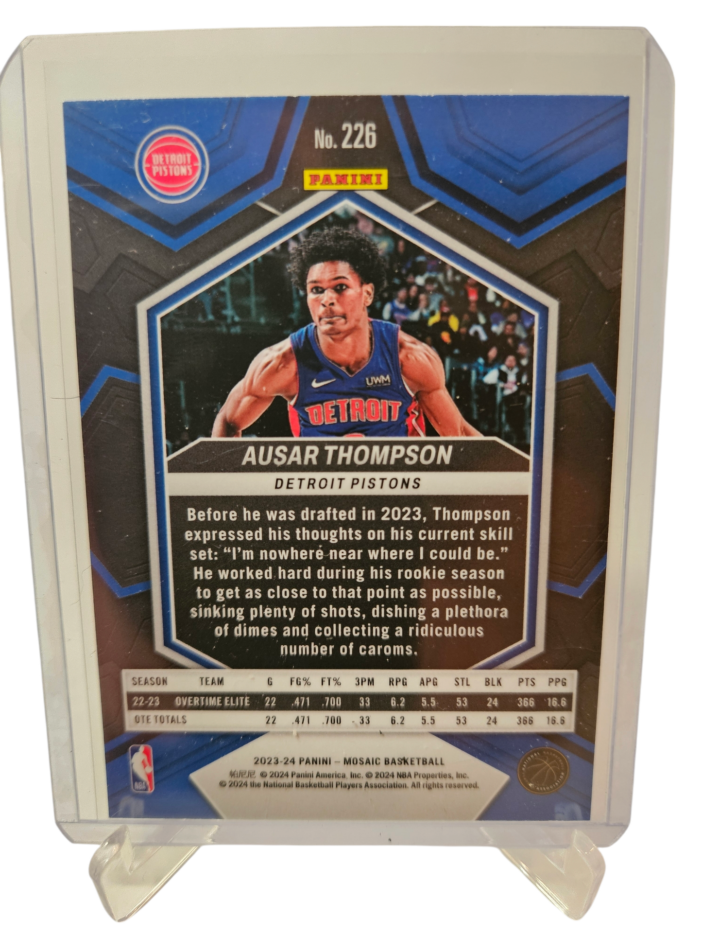 2023-24 Panini Mosaic #226 Ausar Thompson Rookie Card